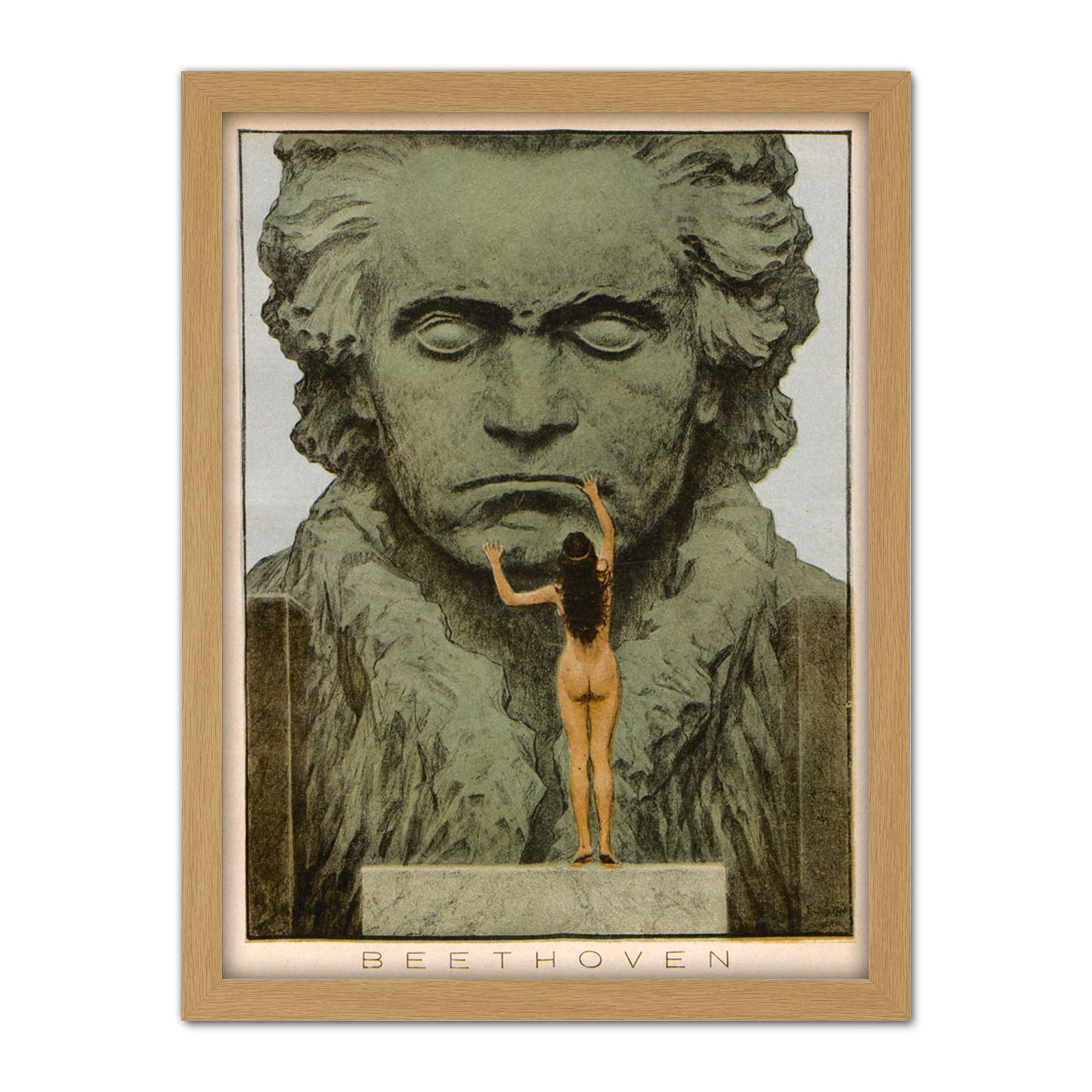 Artery8 Fidus Beethoven Temple Statue Draft Artwork Framed Wall Art Print 18X24 Inch