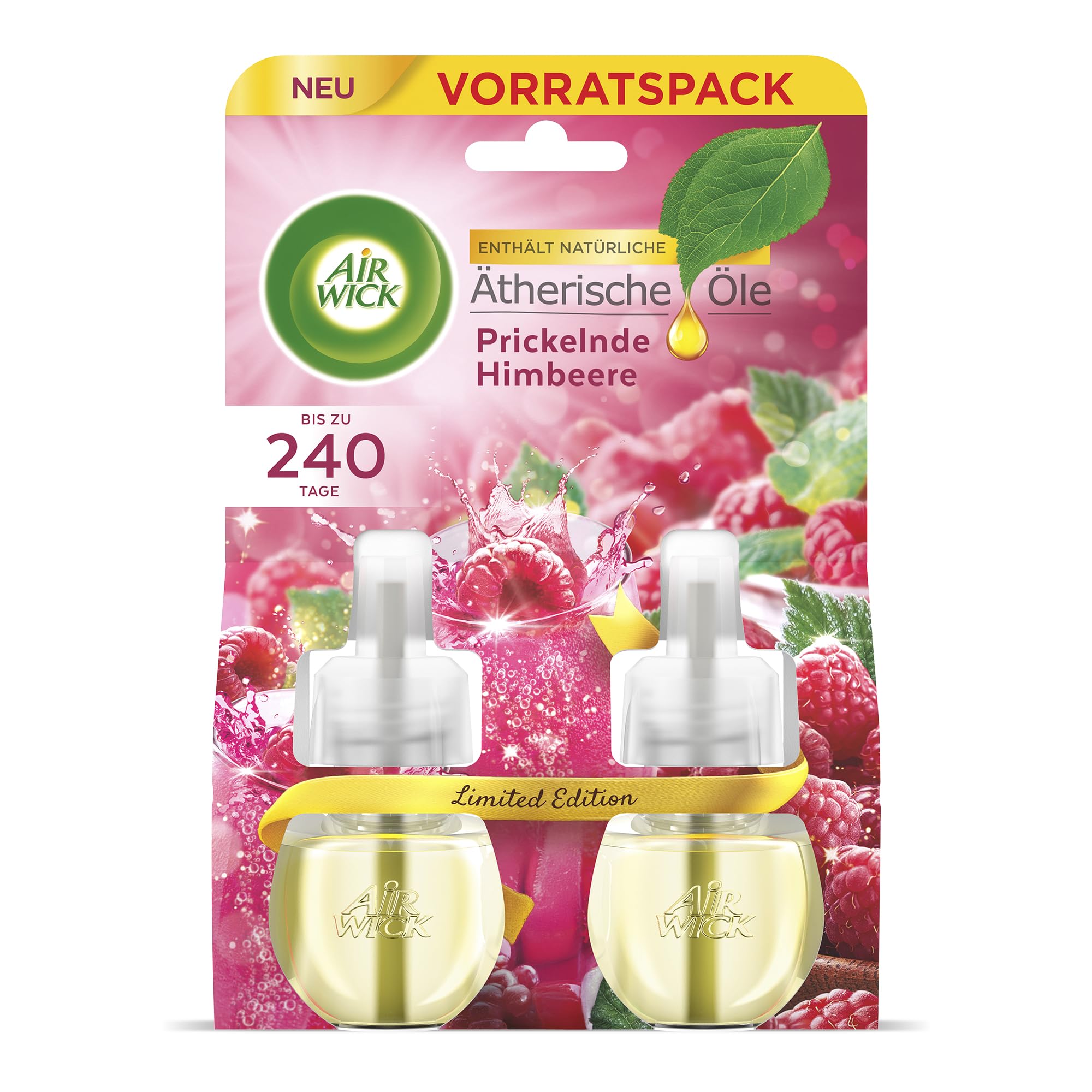 Air Wick Duftstecker Nachfüller Duo – Duft: Kirschblüte und Himbeere – Fruchtig-floraler Raumduft für die Steckdose – 2x 19ml Duftölflakon-Nachfüller