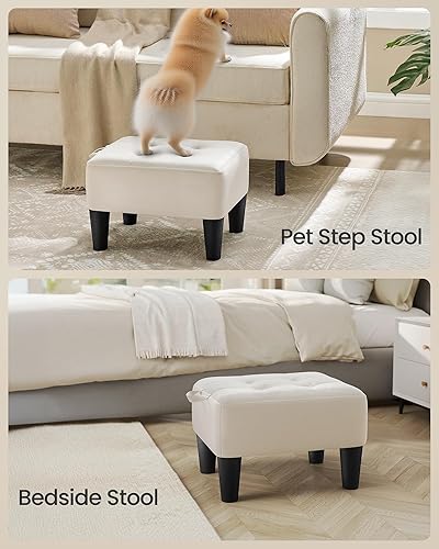 Miniatura 5 de SONGMICS Taburete para pies con patas, Otomán Taburete Pequeño, Asiento de Terciopelo con Cojín Grueso, para Sala de Estar, Dormitorio, Entrada,
