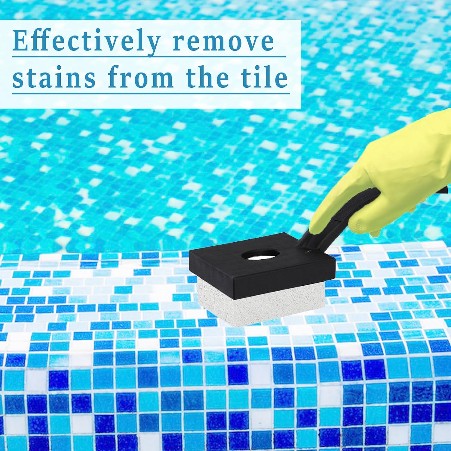 4 Pcs Pool Cleaning Pumice Stone with Long Handle, Pumice Stones Block for Swimming Pools, Spa, Bathroom, Kitchen Tile Remove Stains and Calcium Deposit (4)