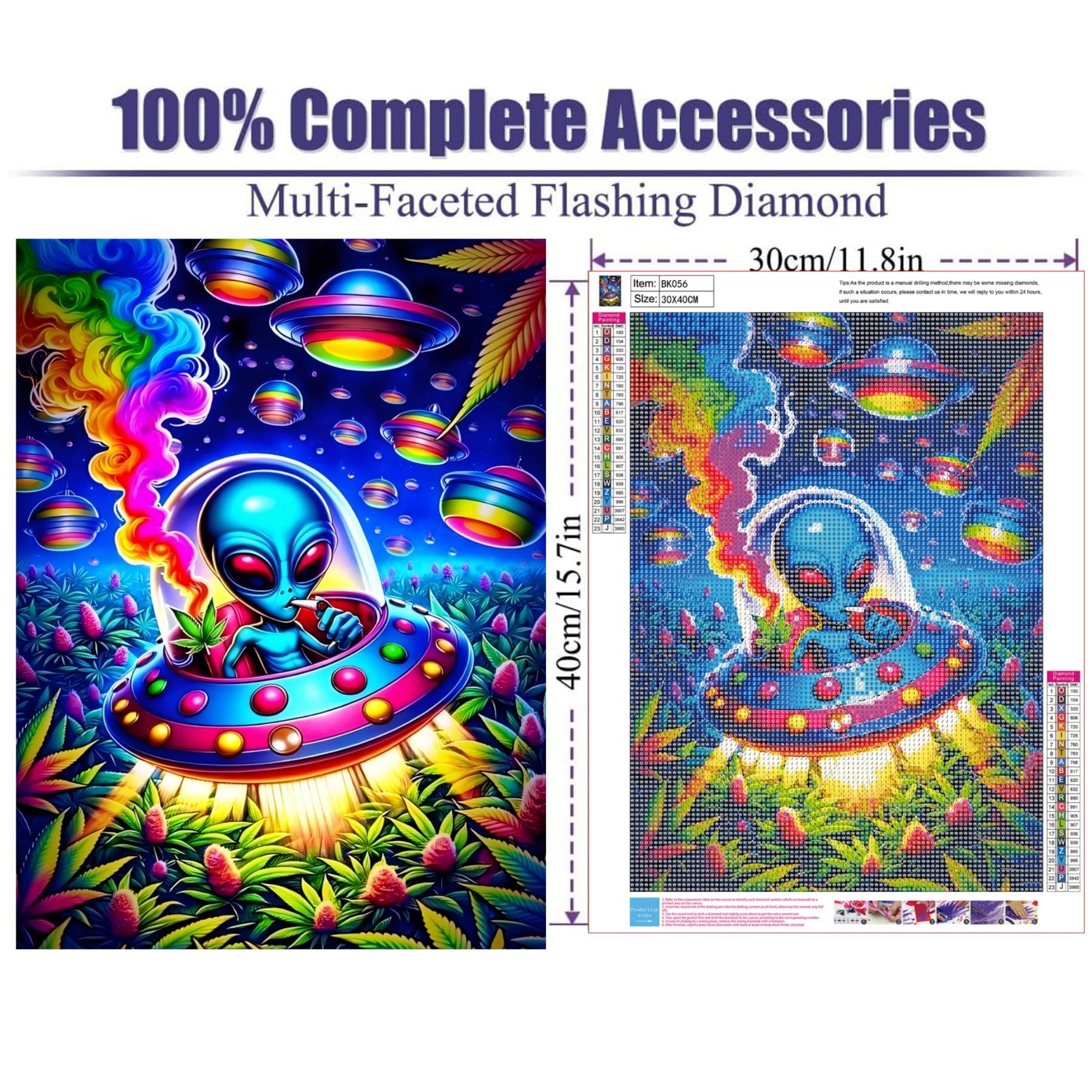 puonidwo Trippy Alien Spaceship 5D Diamond Painting Kit, Round