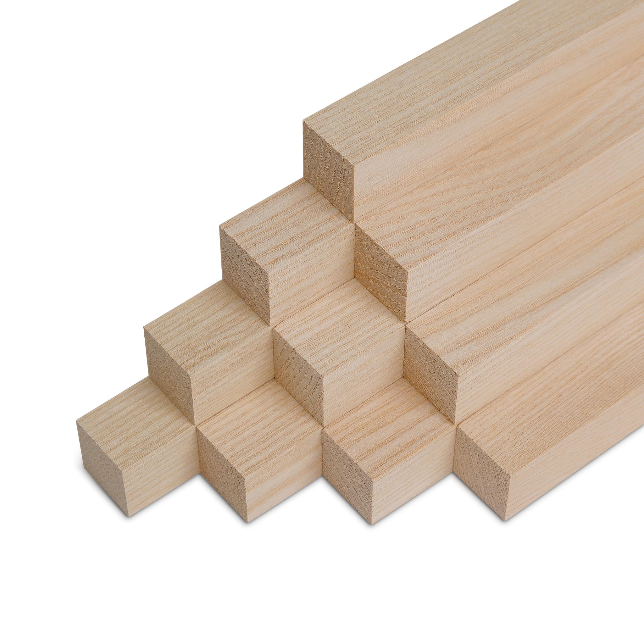 10er‑Set Holzleisten Esche gehobelt 40 × 40 × 500 mm – Massivholzleisten naturbelassen & verleimfertig – für Möbelbau, Innenausbau & DIY‑Projekte