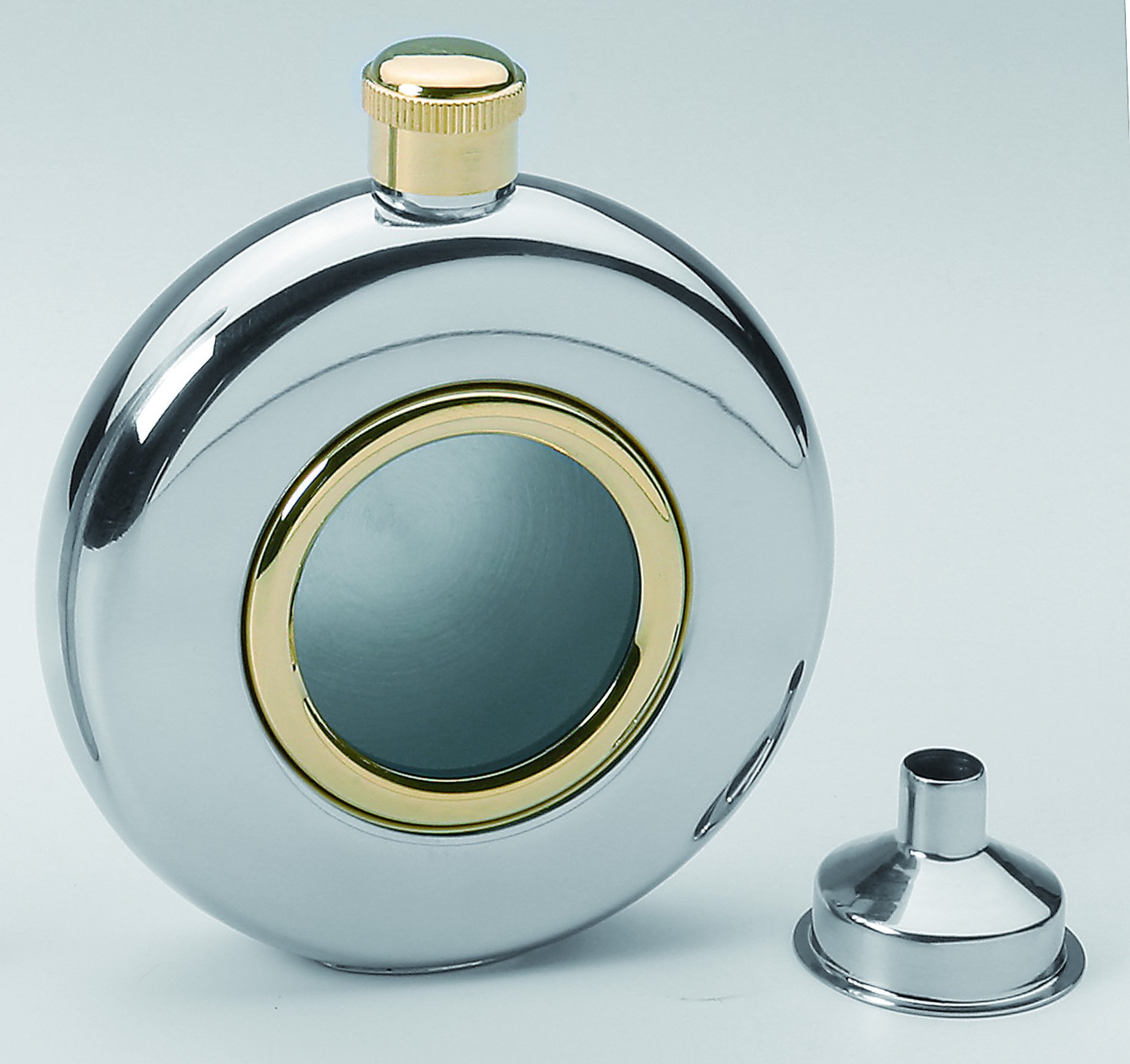 Knight Round 5Oz Hip Flask With Window Funnel