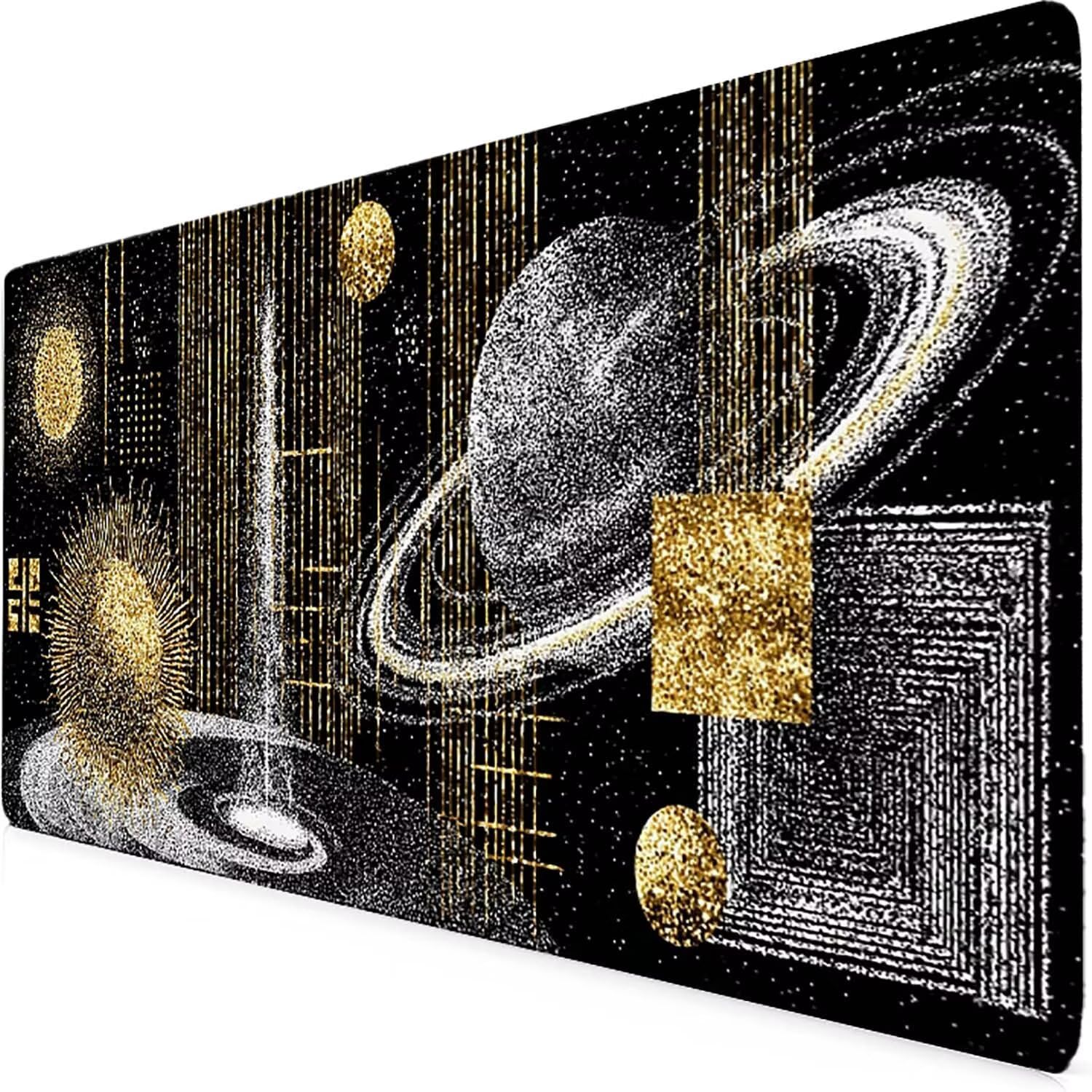 Schreibtischunterlage Grau Mauspad Gaming XXL Mousepad Wasserdichte Rutschfeste Schreibtisch Unterlage, Verbessert Präzision und Geschwindigkeit, Gaming Zubehör, Deko Büro (Geometrie,100x50cm) 2-b6268