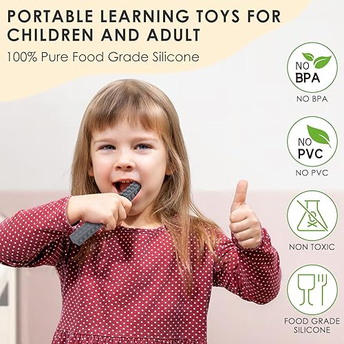 Miniatura 9 de ERKOON Juguetes sensoriales masticables para niños autistas, paquete de 4 tubos masticables de silicona para niños sensoriales con autismo,