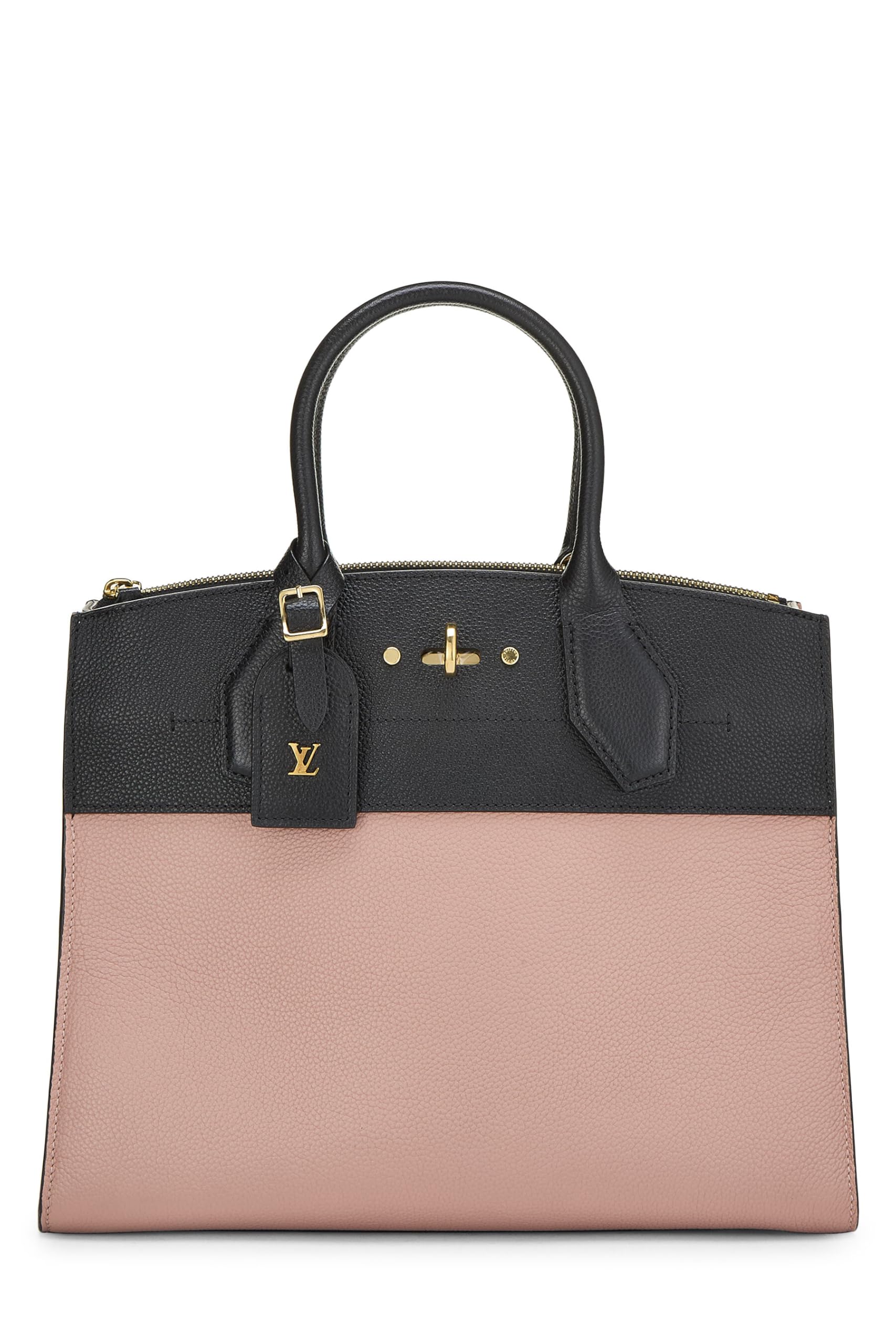 Louis Vuitton, Pre-Loved Pink & Black Two-Tone Calfskin City Steamer MM, Pink