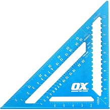 OX Professional 12 Inch Aluminum Framing Square - Rust-Proof Carpenter Square with Laser-Etched Markings - Metal Carpentry Squares for Woodworking - Rafter Square Tool - Escuadra De Carpintero