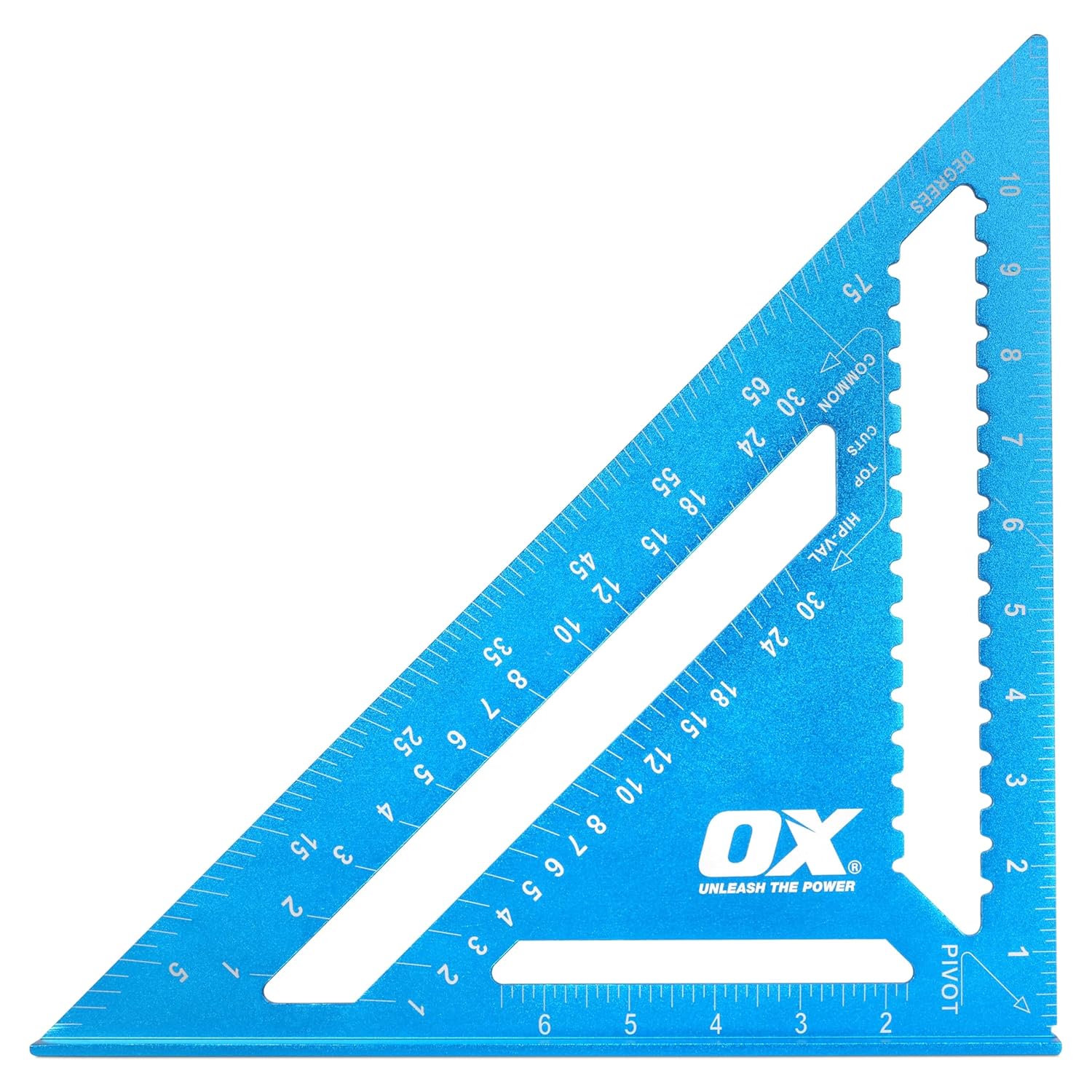 OX Pro 12 Inch Aluminum Framing Square - Rust Resistant Rafter Carpenter Square for Woodworking with High Visibility Laser-Etched Markings - Escuadra De Carpintero - OX-P506504