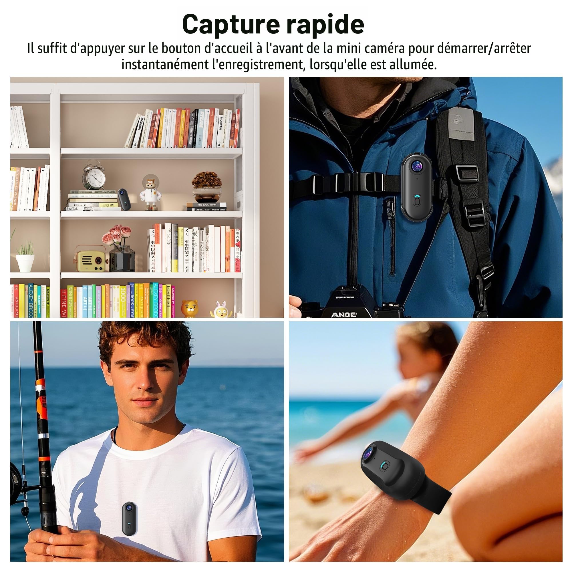 kaysunlink Caméra Sport 4K 30FPS avec 64GB Carte, Caméra Portable avec Support Pivotant à 360° et Clip Magnétique, Imperméable Action Cam pour Animaux domestiques, Cyclisme, Natation, Vlogging, Noir