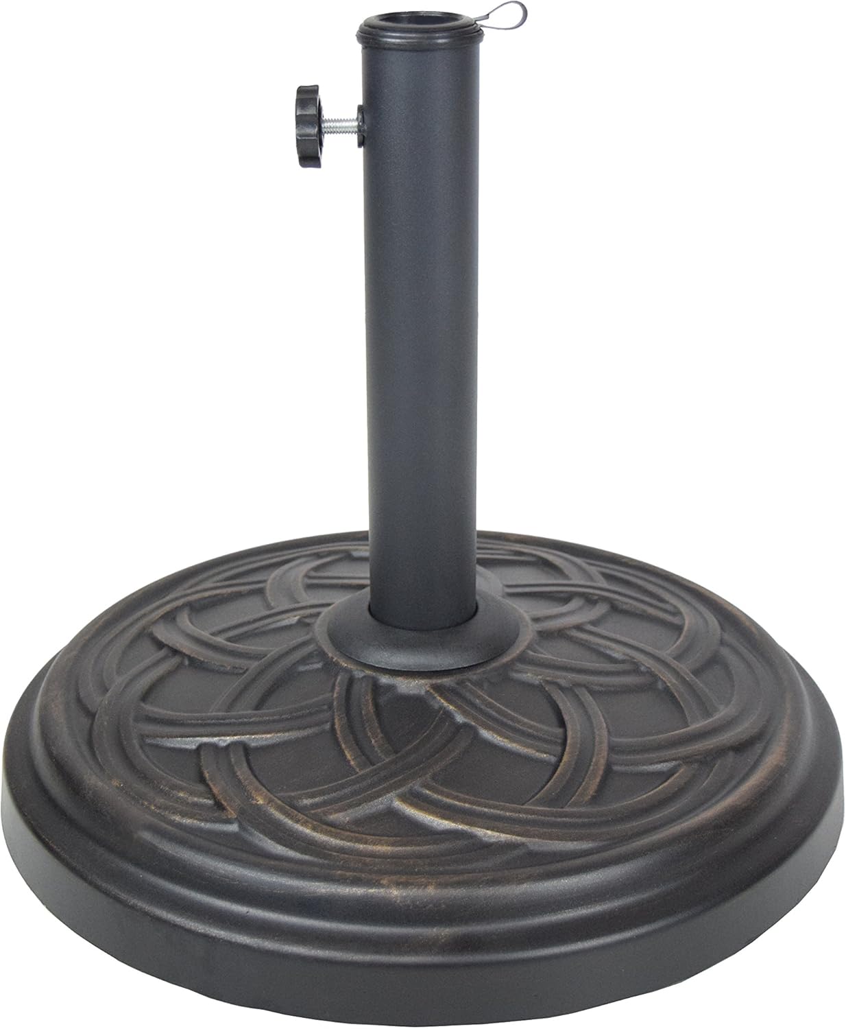 Oakland Living Round 33 lb Concrete Patio Umbrella Stand, Antique Black and Bronze,4235-US33-AB 33 lbs Antique Black and Bronze