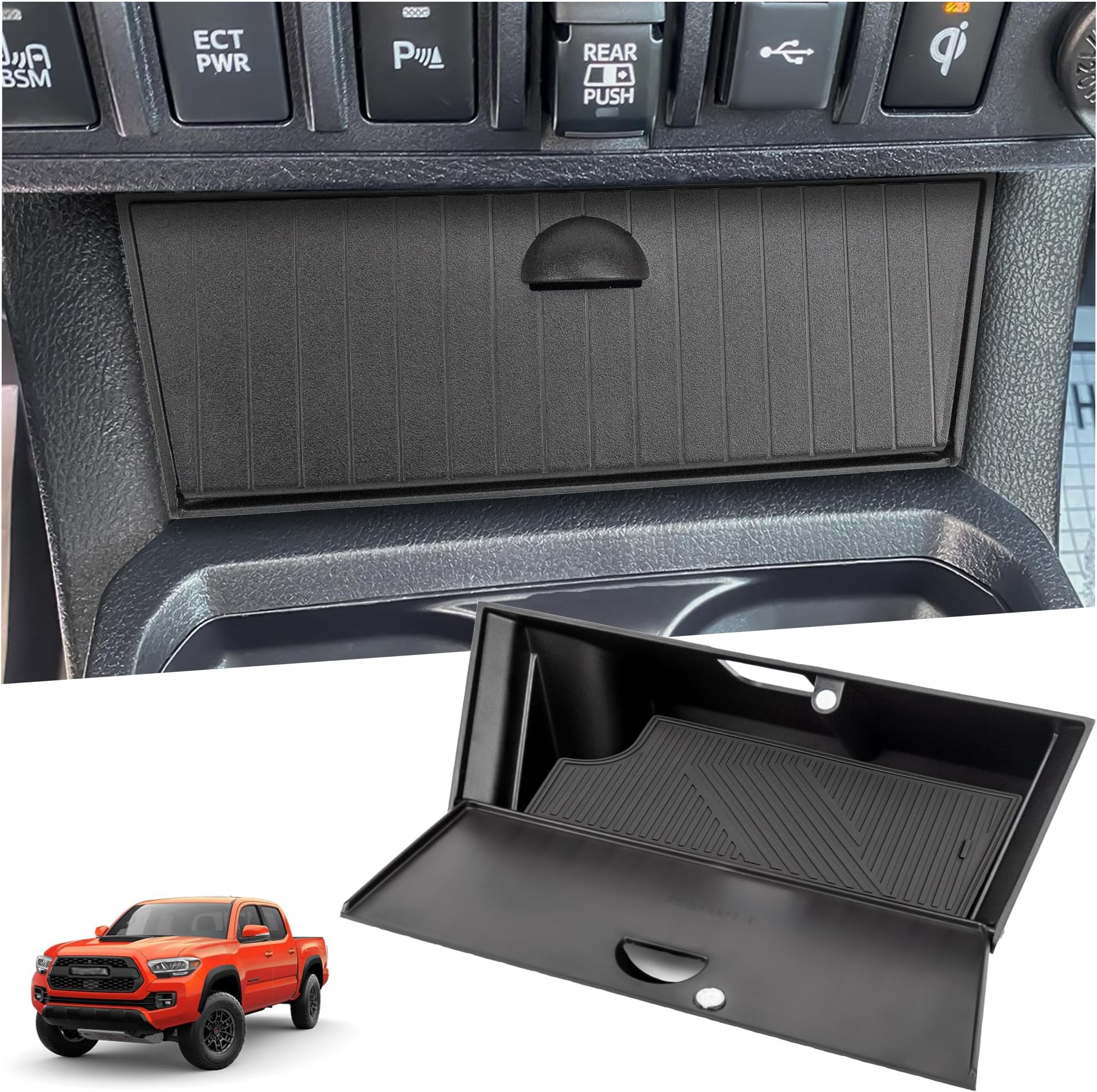 Center Console Organizer Compatible with 2016-2023 Toyota Tacoma Accessories, Insert Console Storage Box Tray (Only Fit Automatic Transmission with Wireless Charging Area)