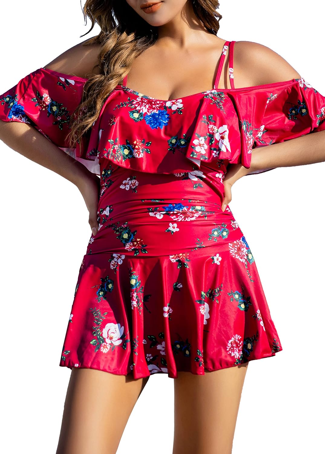 COCOPEAR One Piece Swimsuit Women Plus Size Bathing Suit Off Shoulder Tummy Control Swim Dress 2026