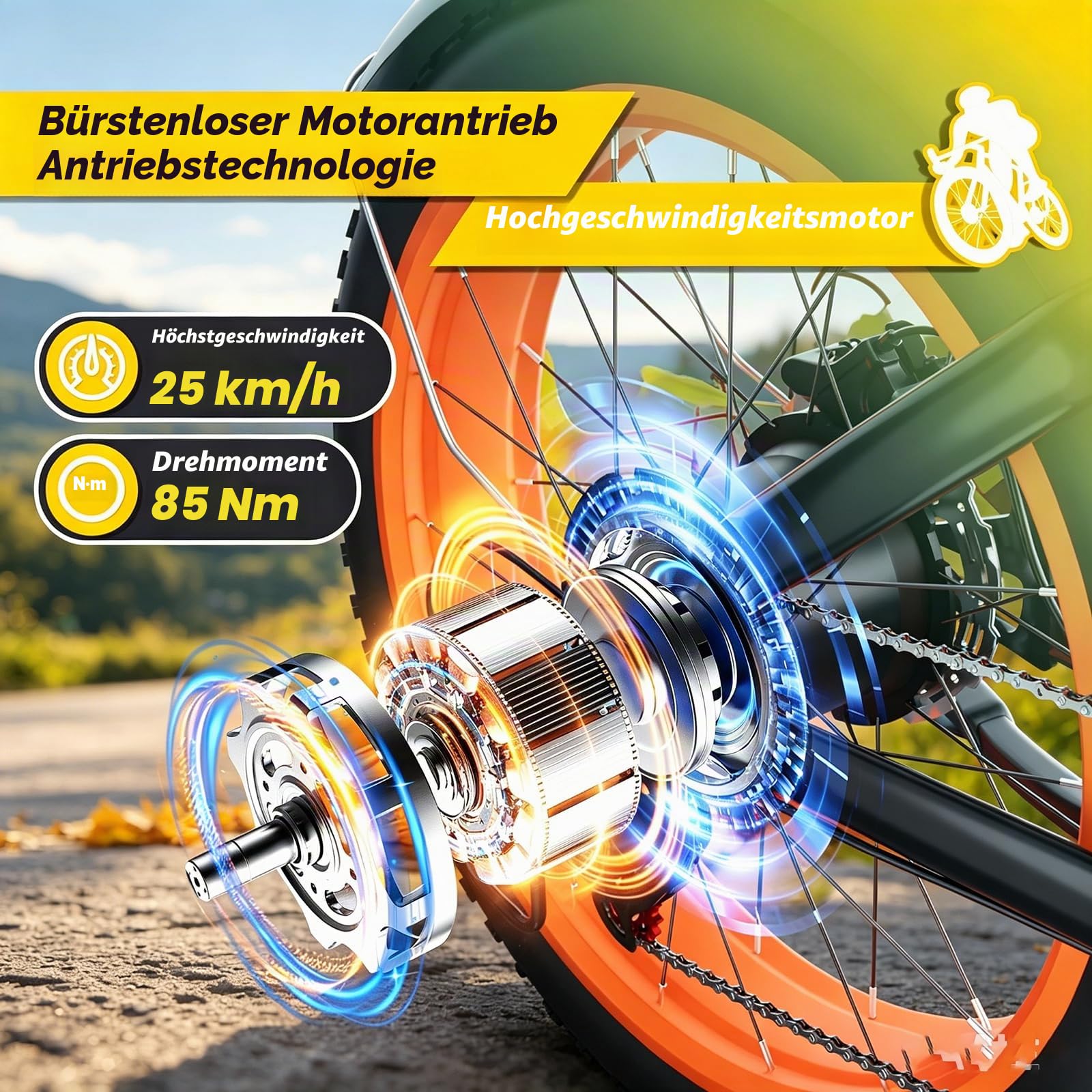 Elektrofahrrad für Erwachsene, abnehmbarer 52 V und 20 Ah Akku, breite und verstärkte rutschfeste Reifen, geeignet für Mountainbike und tägliche Fahrten, mit Scheibenbremsen und langer Akkulaufzeit