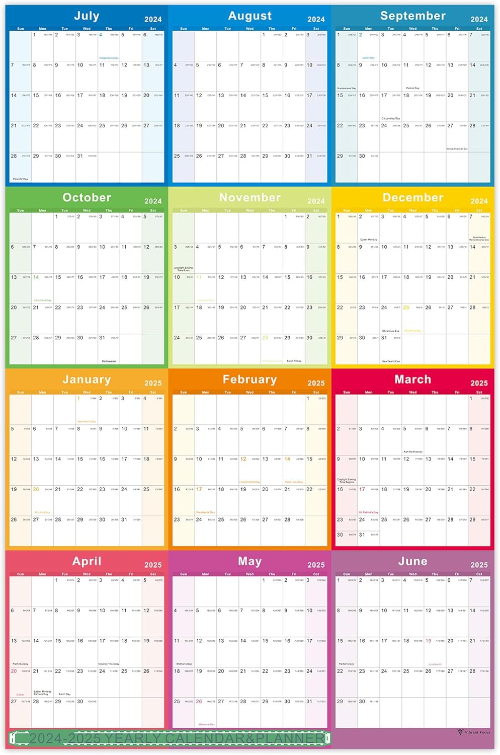 Vibrant Focus 20242025 Yearly Wall Calendar Kuwait Ubuy