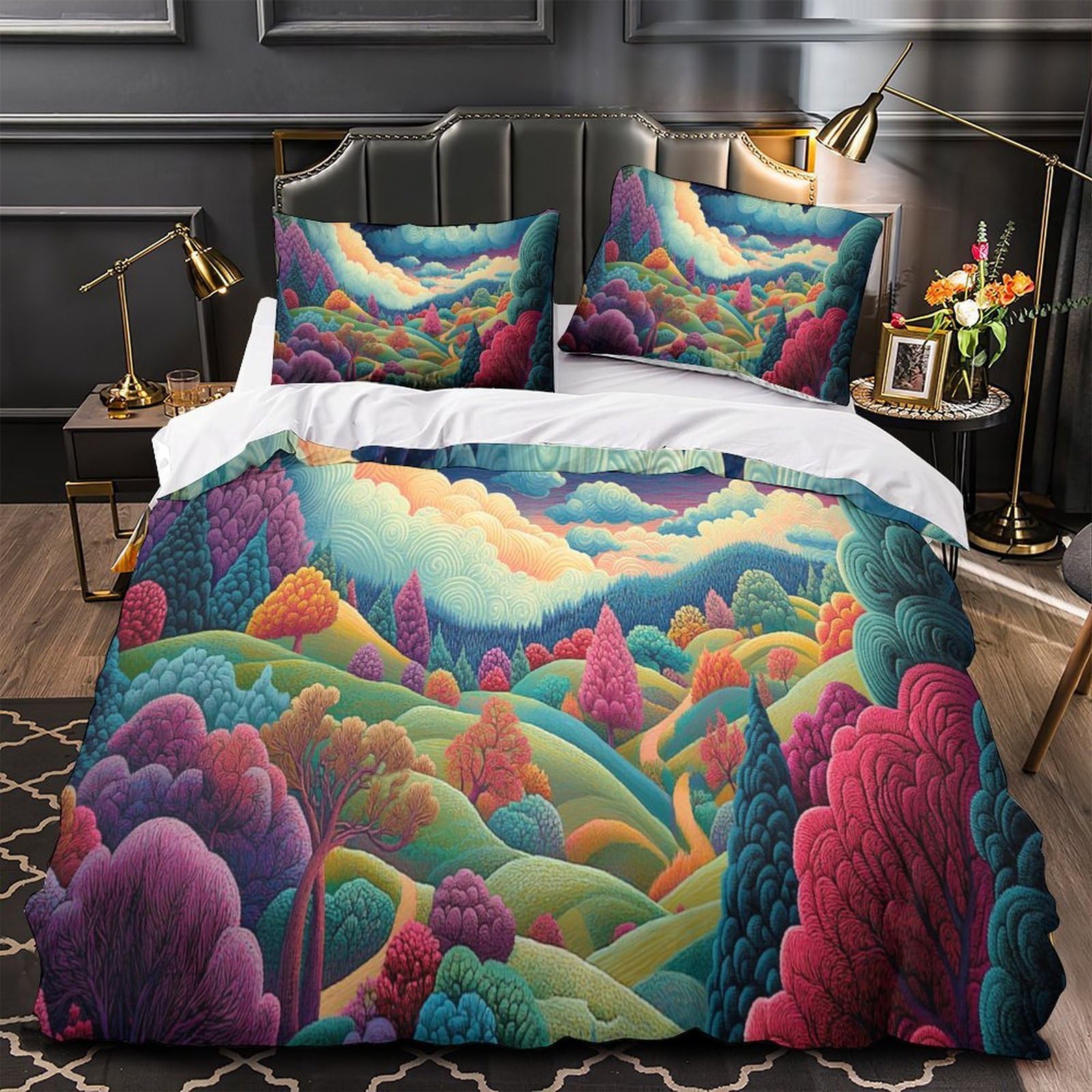 Housse de Couette Paysage Fantastique 3D 200x200 pour Chambre Moderne