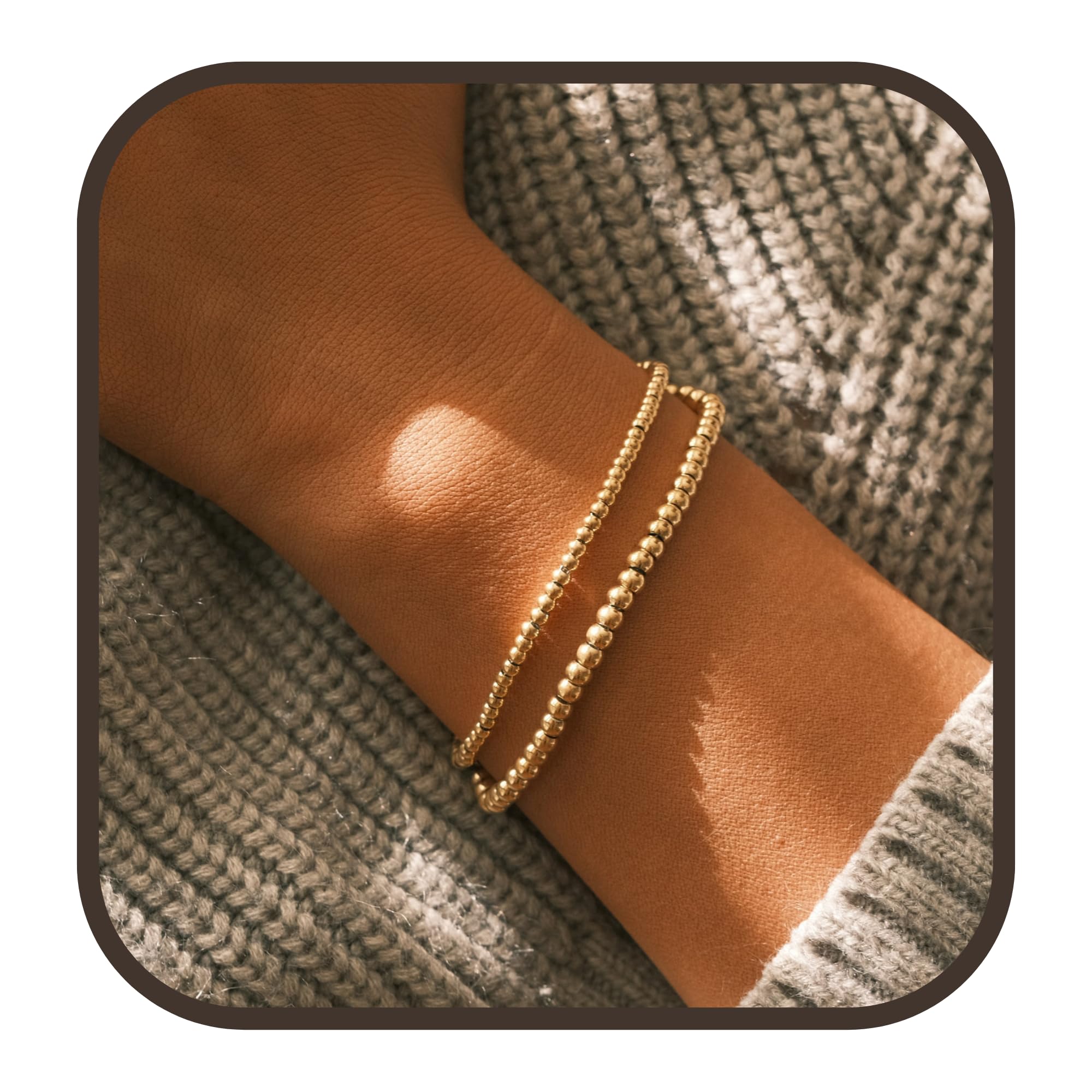 18K Gold PVD Coating Bead Chain Bracelet, 3mm Beads Bracelet, 5mm Beads Bracelet, Gold Beads Bracelet for Women, Beaded Bracelet Dainty Look