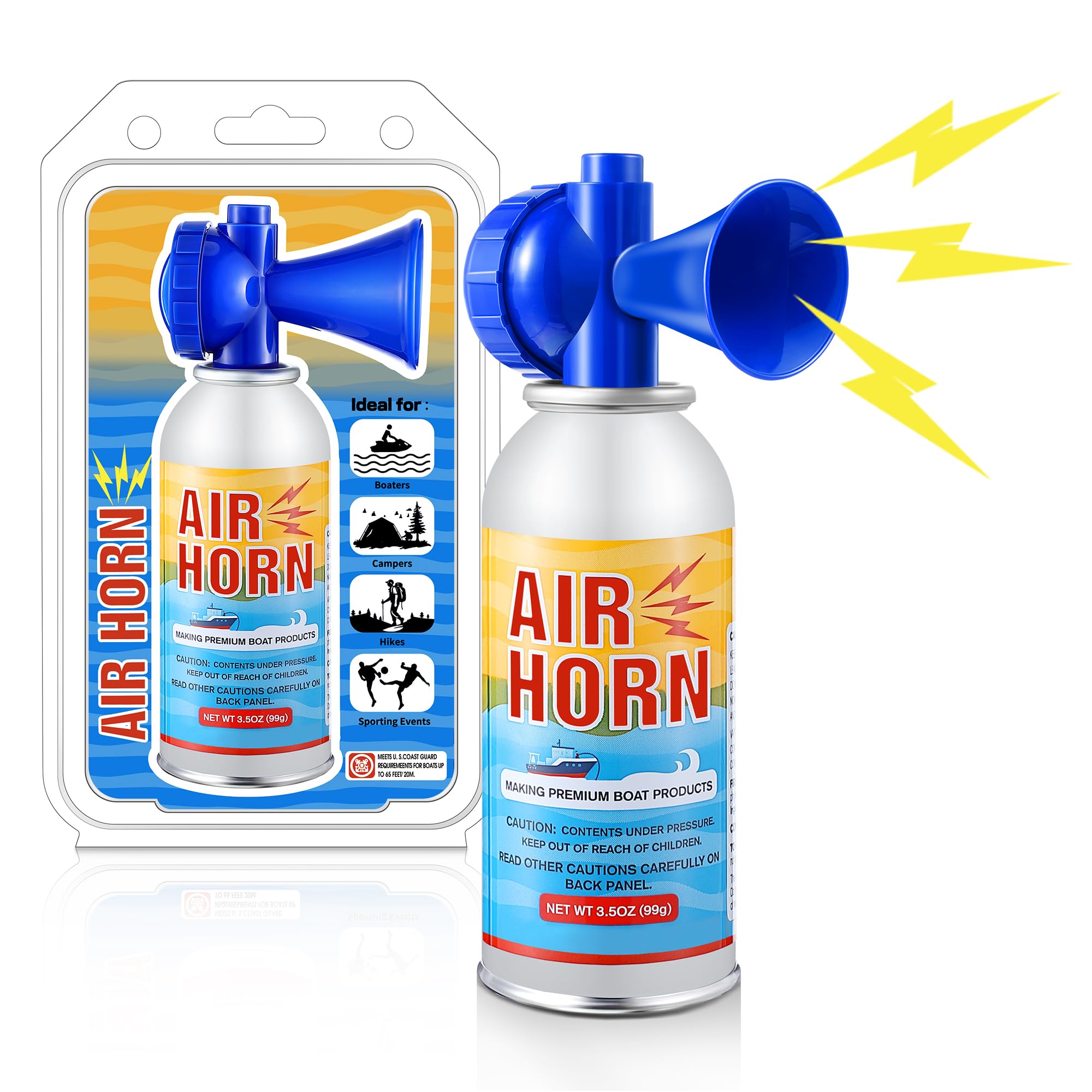 Large Air Horns 3.5oz, 122dB Very Loud Marine Boat Air Horns for Safety, Meet Coast Guard, Boat Accessories, Ideal for Boating, Camping, Hiking, Travel