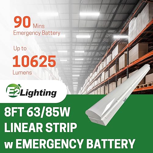 Miniatura 10 de Tira lineal de 4 pies con batería de emergencia 5000K 8W EBBU, luminarias interiores con salida de luz 5324lm