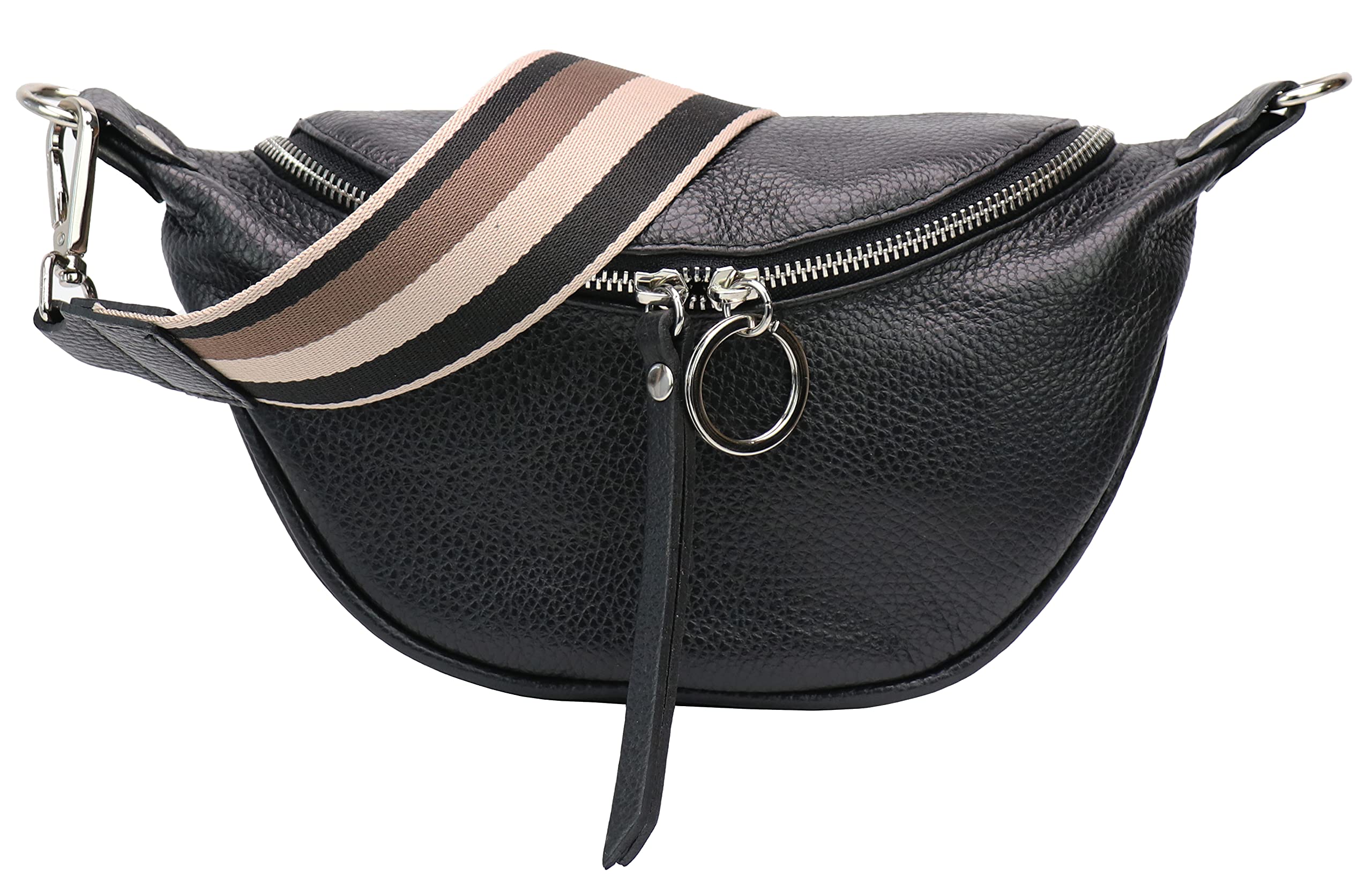 SH Leder echt Leder Damen Brusttasche für Festival Reise Kleine Hüfttasche Crossbody Frauen mit Stoff Taschengurt 25x13cm Ella G498