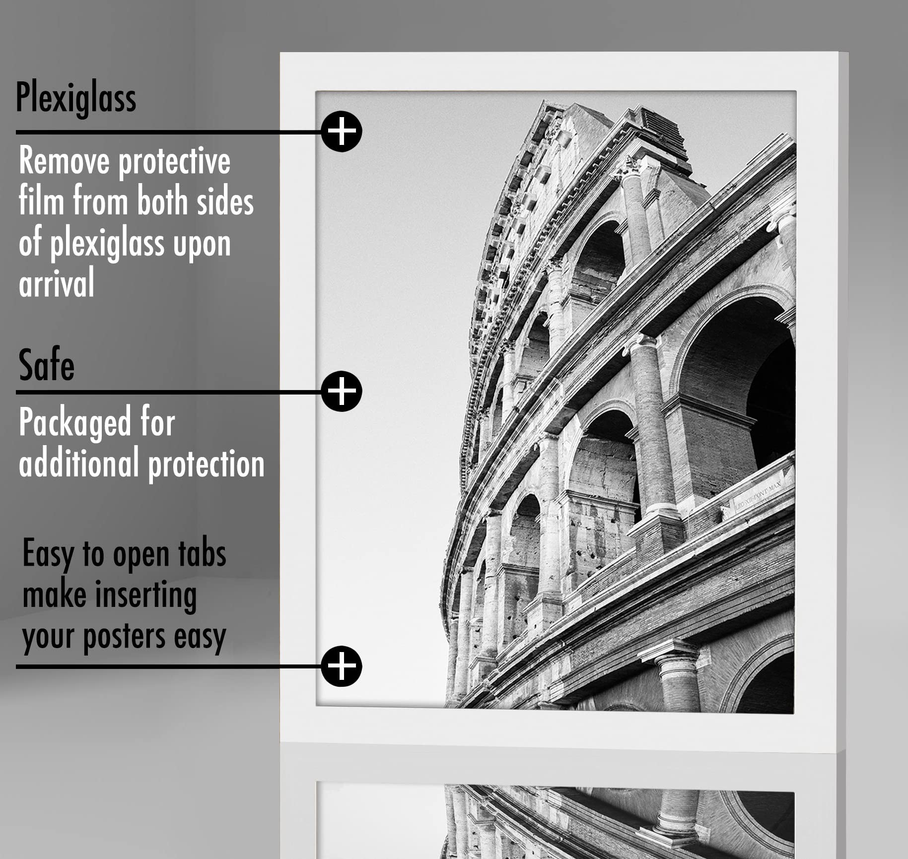 Americanflat 20x24 Poster Frame in White - Composite Wood with Polished Plexiglass - Horizontal and Vertical Formats for Wall with Included Hanging Hardware