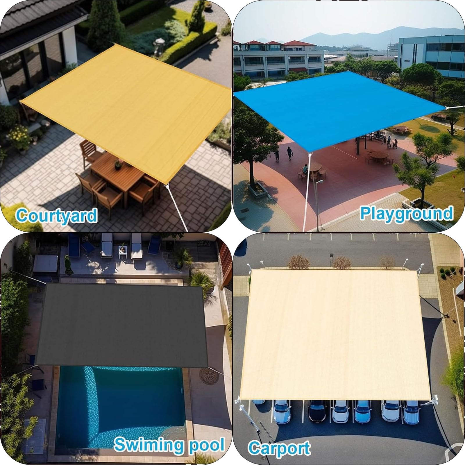Tenda da Sole per Esterno 1.5 x 3 m Protezione Solare e UV Tenda a Vela Impermeabile Rettangolo con Fune per Esterno, Giardino, Terrazzo, Tortora