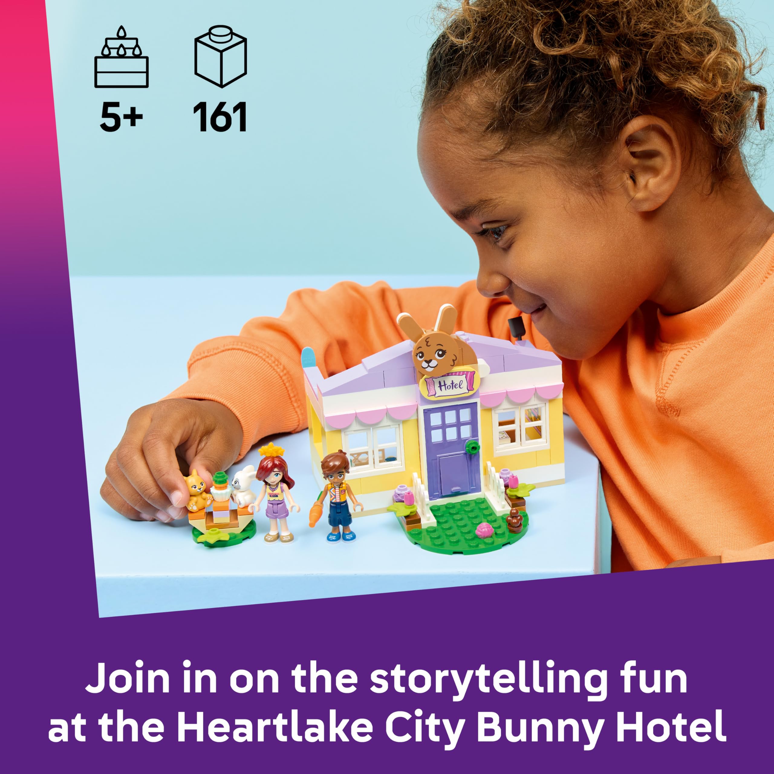 LEGO Friends Heartlake City Bunny Hotel, House Toy w/ 2 Mini Dolls, 2 Animal Figures & Pet Care Accessories - Image 2