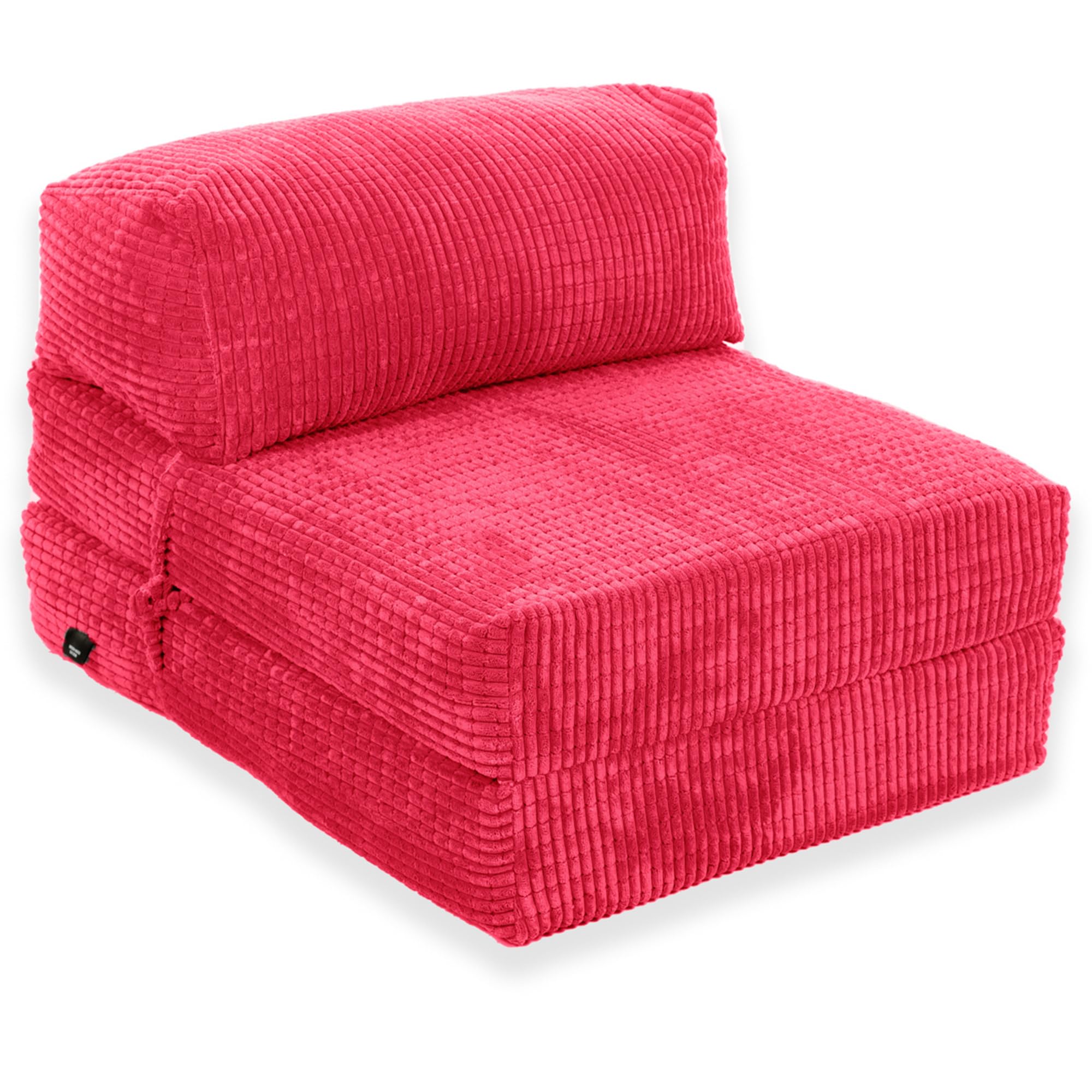 Gilda Jazz Chair Bed Fold Out Futon Single Mattress Corduroy (Budget, Pink) โ image 1