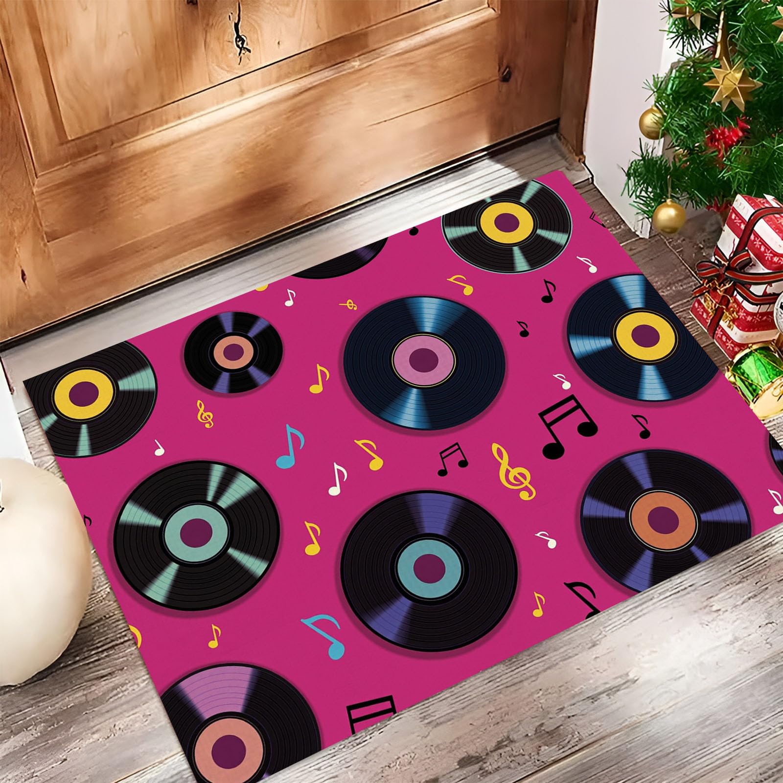 Tapis de porte absorbant antidérapant et lavable vinyle rose
