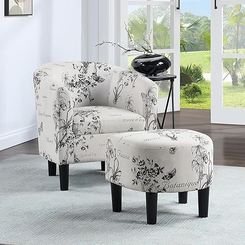 Miniatura 2 de Convenience Concepts Take a Seat Churchill - Silla decorativa con juego otomano de 26.25 pulgadas, silla clásica moderna con respaldo medio con