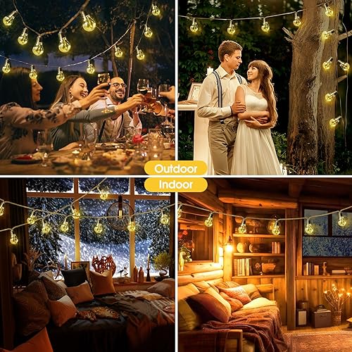 Miniatura 7 de Tira de luces para exteriores, luces de patio de 32.8 pies con 20 bombillas inastillables, cuerda de cáñamo vintage, 8 modos de enchufe y control