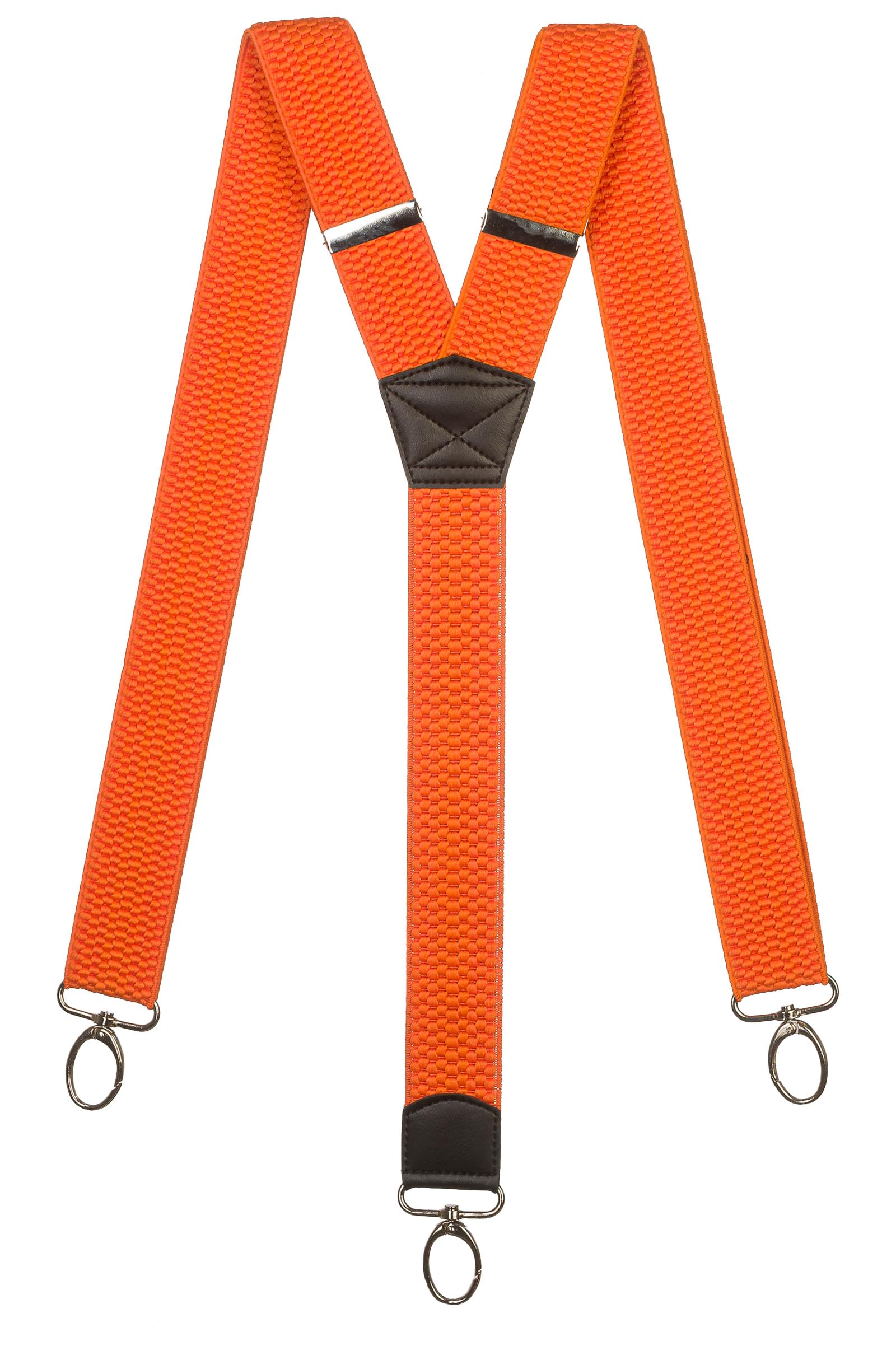 Olata Men's Orange Heavy Duty Y-Shape Braces/Suspenders With Carabiner Clips - 4Cm.