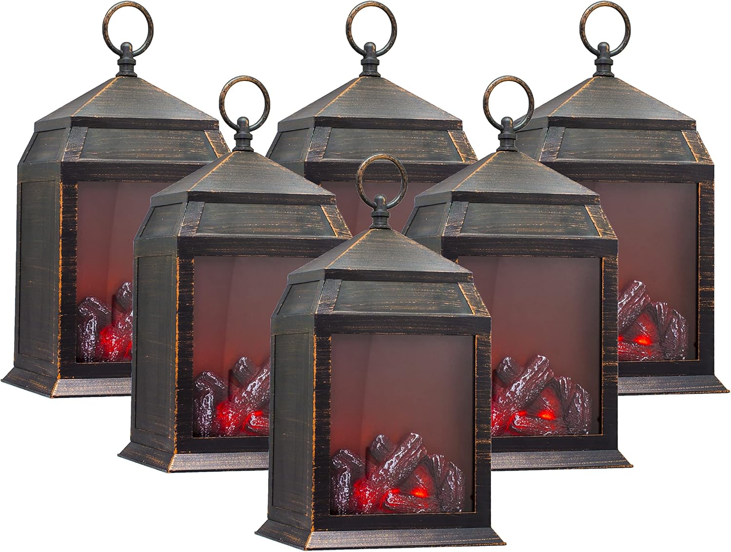 YAKii 12 H Fireplace Lantern 6 Super Bright LEDs 6 Hours Timer Battery Operated,Plastic Hanging Sitting Decoration Indoor Outdoor Use,Christmas Day Decoration Antique Copper Brushed Pack of 6 YAKii 12 H Fireplace Lantern 6 Super Bright LEDs 6 Hours Timer Battery Operated,Plastic Hanging Sitting Decoration Indoor Outdoor Use,Christmas Day Decoration Antique Copper Brushed Pack of 6