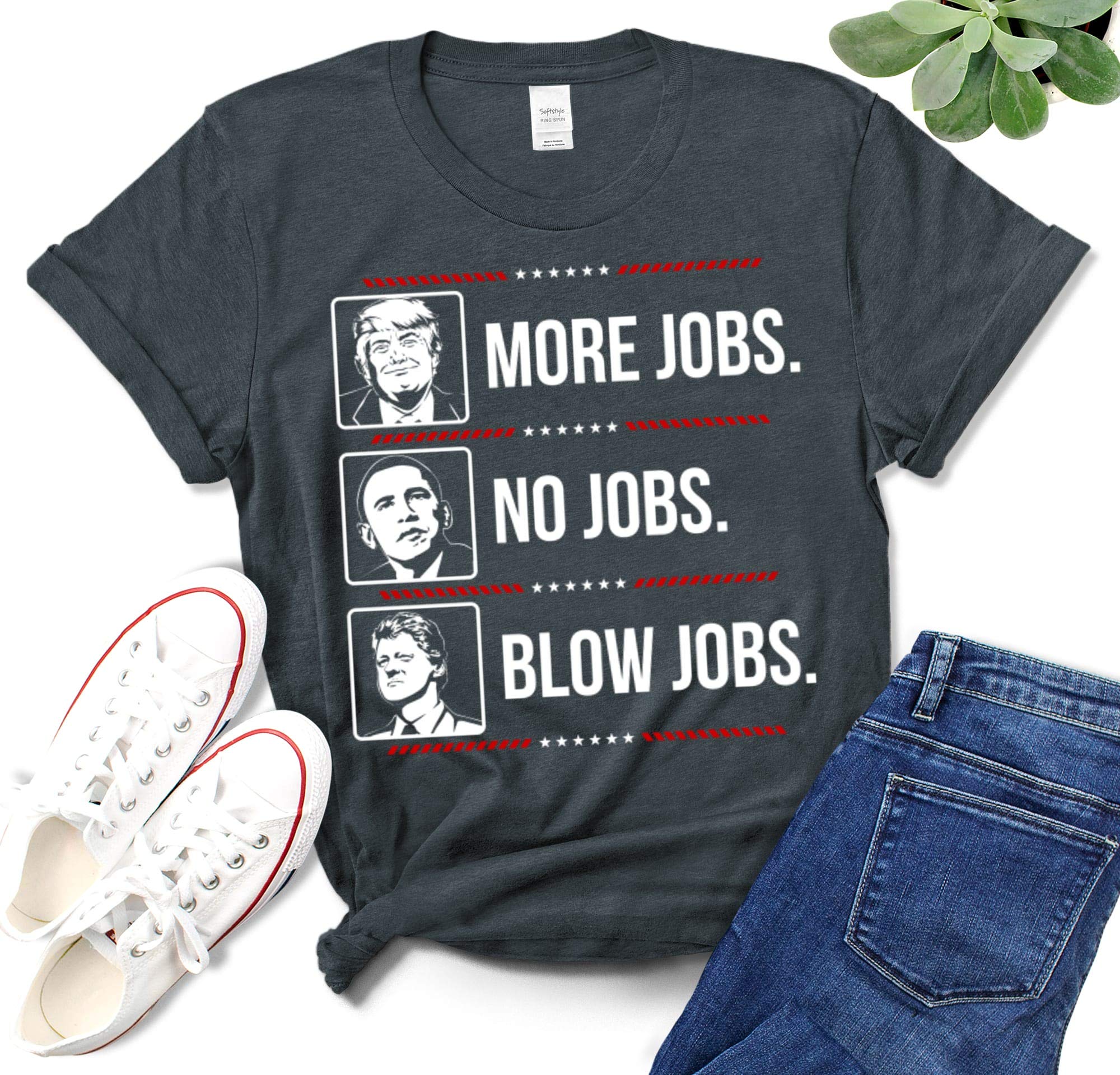CitiBinzTrump More Jobs Obama no Jobs Bill Cinton B Job Trump 2020 Shirt for Men or Women Vote US President 2020 T-Shirt (Dark Heather;M)