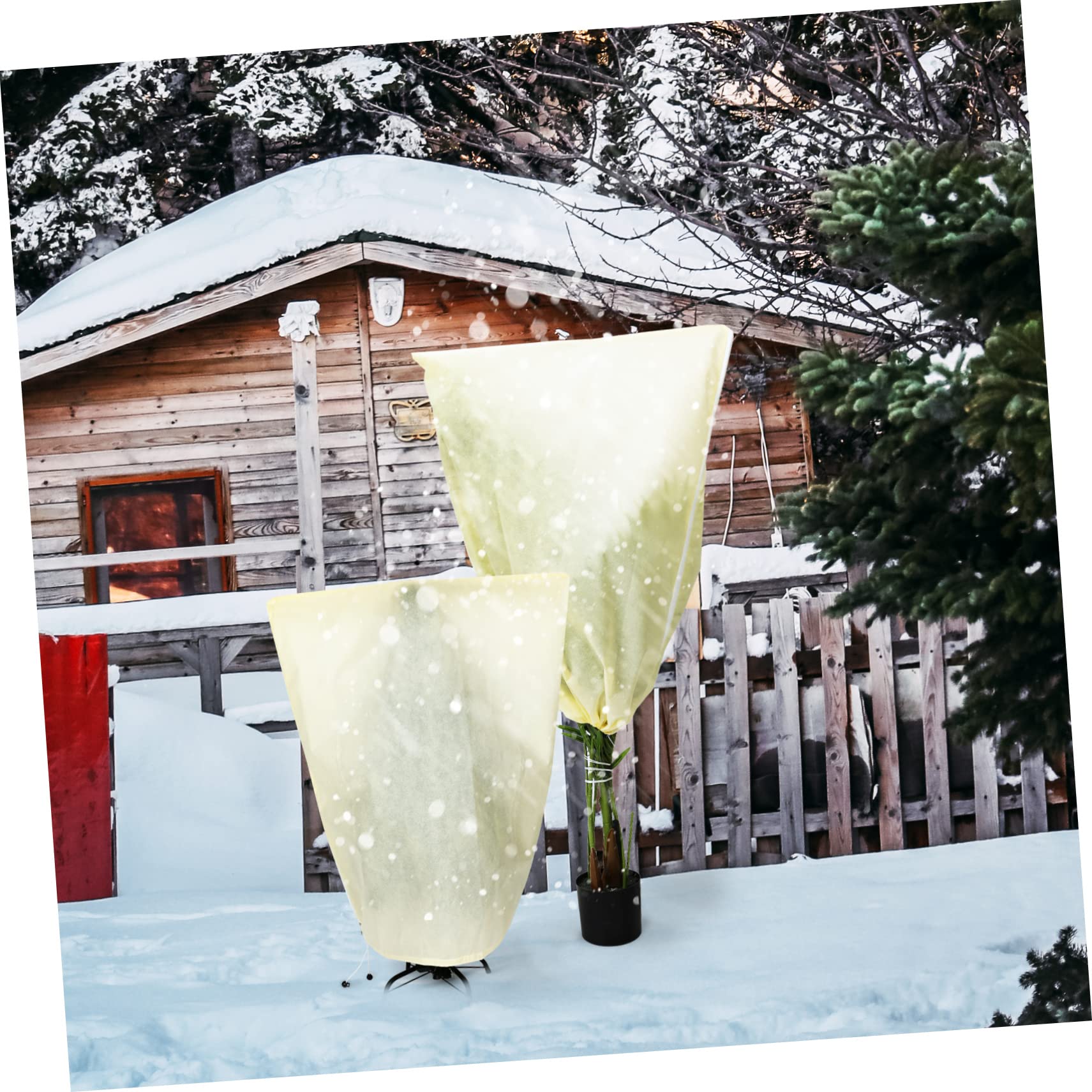 BESTonZON Frostschutzabdeckungen Einfach Faltbar 2 Stück aus Vliesstoff mit Kordelzug Pflanzenfrostschutz zur Effektiven Pflanzenpflege für Rosen und Pflanzen