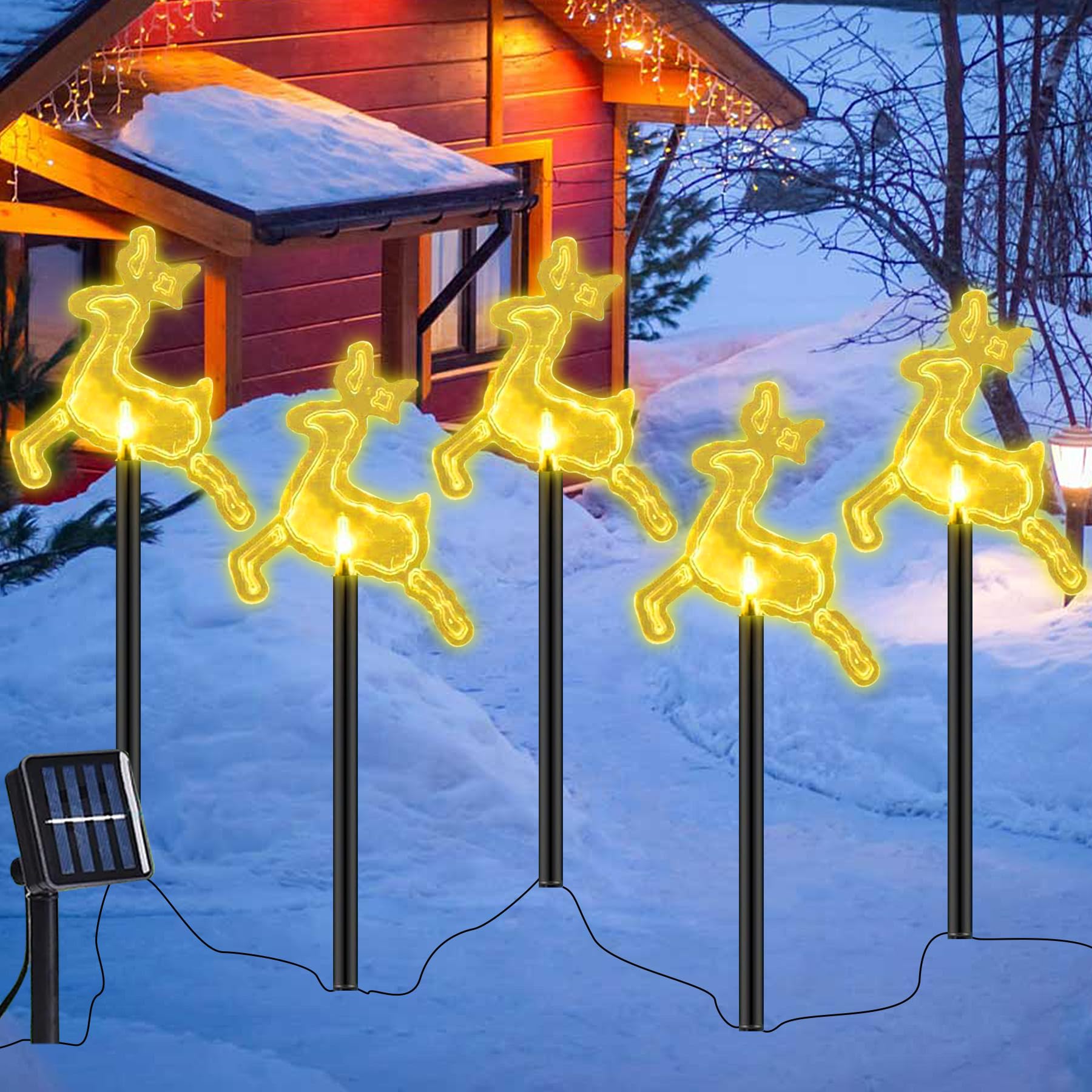 Pack of 5 Outdoor Solar LED Garden Stake Christmas Decoration Solar Outdoor Fairy Lights Outdoor Christmas Decoration Garden Christmas Decoration Outdoor — image 1