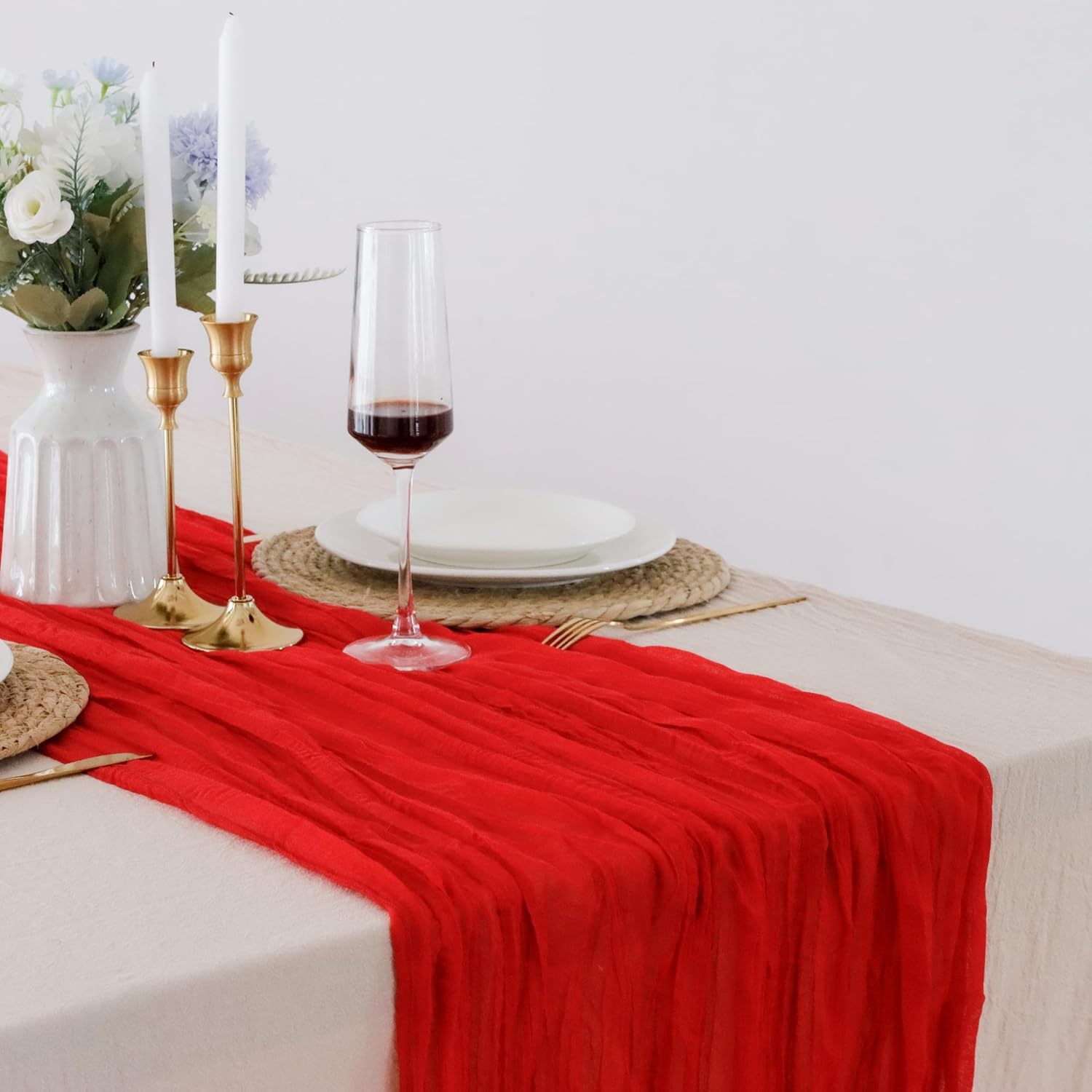 2 Pack Gauze Table Runner 10FT Cheesecloth Table Runners