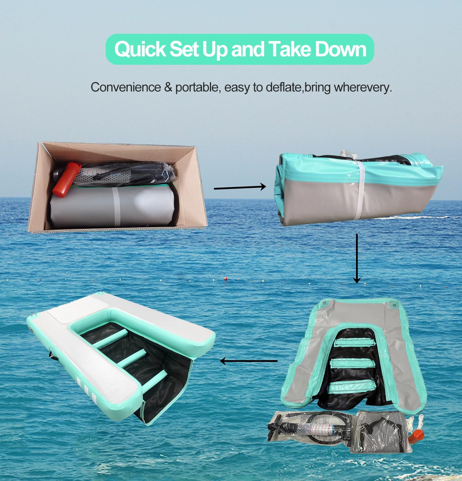 rampa de Agua para Perros Rampa Inflable para Perros con Espuma EVA Antideslizante, Escalera Flotante para Perros Grandes (hasta 104 kg), Ideal para Barcos, Lagos y Yates.(Red)
