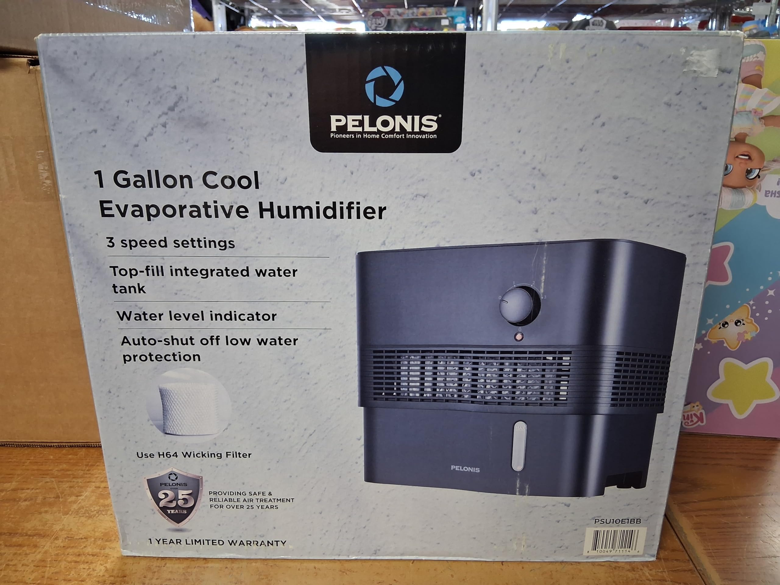 Pelonis 1 Gallon Evaporative Humidifier, Black
