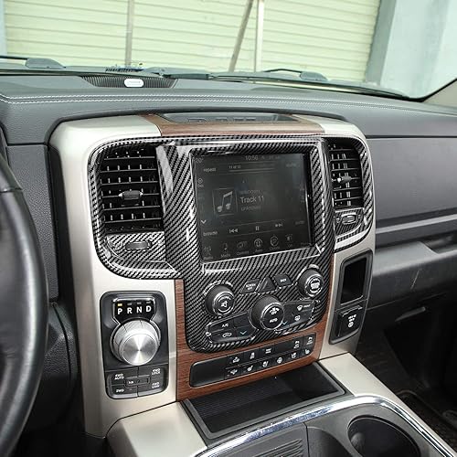Miniatura 3 de Voodonala Consola central navegación GPS cubierta Trim para Dodge RAM 2011-2017 Accesorios ABS fibra de carbono 1pc