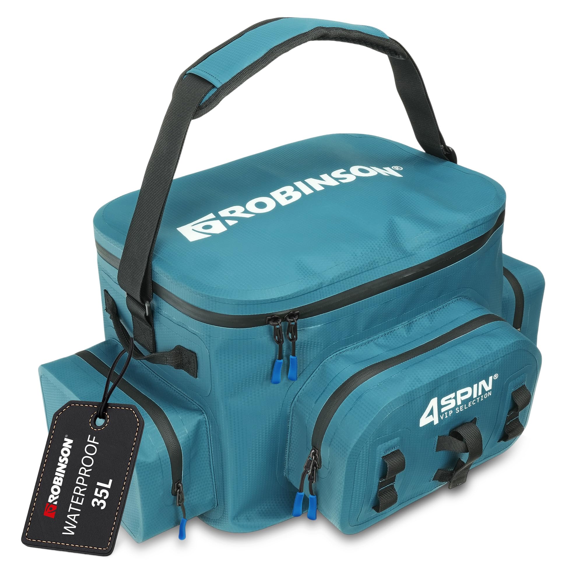 Robinson wasserdichte Angeltasche - Leichter Angelrucksack mit Rutenhalter, 100% versiegelt, viele Befestigungspunkte, robust, ideal zum Spinnfischen & Watangeln - Walker 4Spin