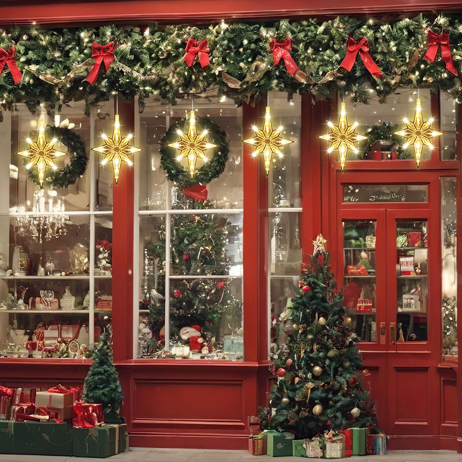 Tujoe 12 Stück Weihnachts-Fensterlichter, Dekorationen, beleuchtete Fenster-Silhouettenlichter mit Timer, Saugnapf, batteriebetrieben für Weihnachten, Urlaub, Neujahr, Innen- und Außenbereich
