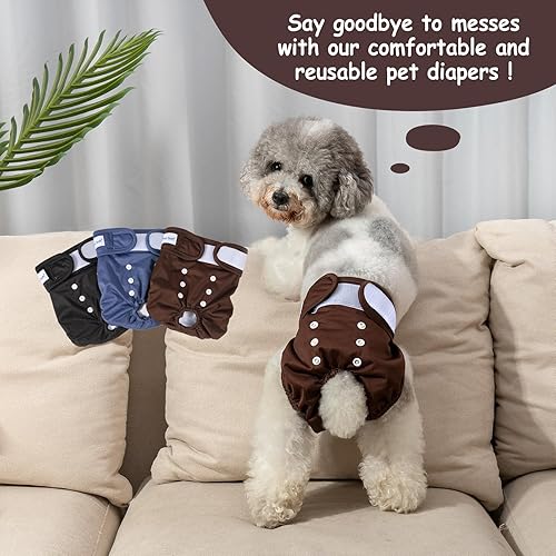 Miniatura 56 de Pet Soft Washable Female Diapers (3 Pack) Female Dog Diapers, Comfort Reusable Doggy Diaper for Girl Dog in Period Heat (Sprightly, XS)