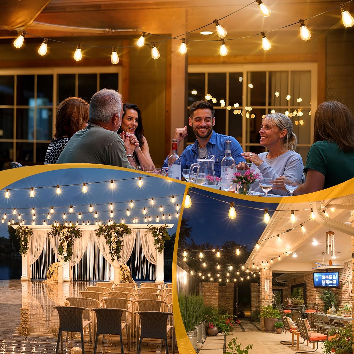 25FT Solar String Lights with Remote, 3 Lighting Mode Outdoor Waterproof Dimmable Patio Lights String with 10+1 Shatterproof S11 LED Bulbs for Backyard-Brown