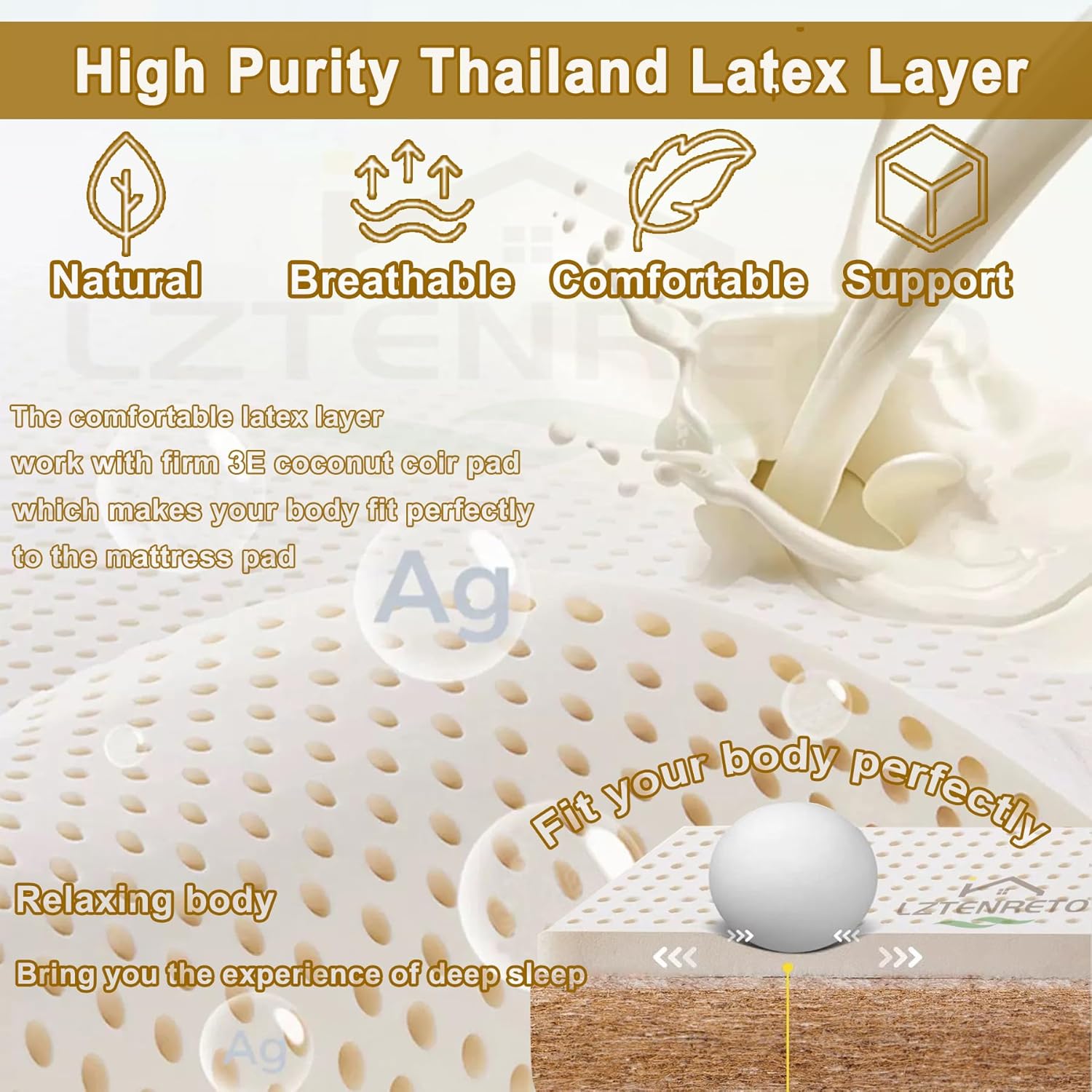 Firm Coconut Palm Mattress Organic Coconut Coir Mattress Firm Mattress Topper Firm Mattress for Back Pain Floor Mattress Pad (White2-T,Full 6cm)