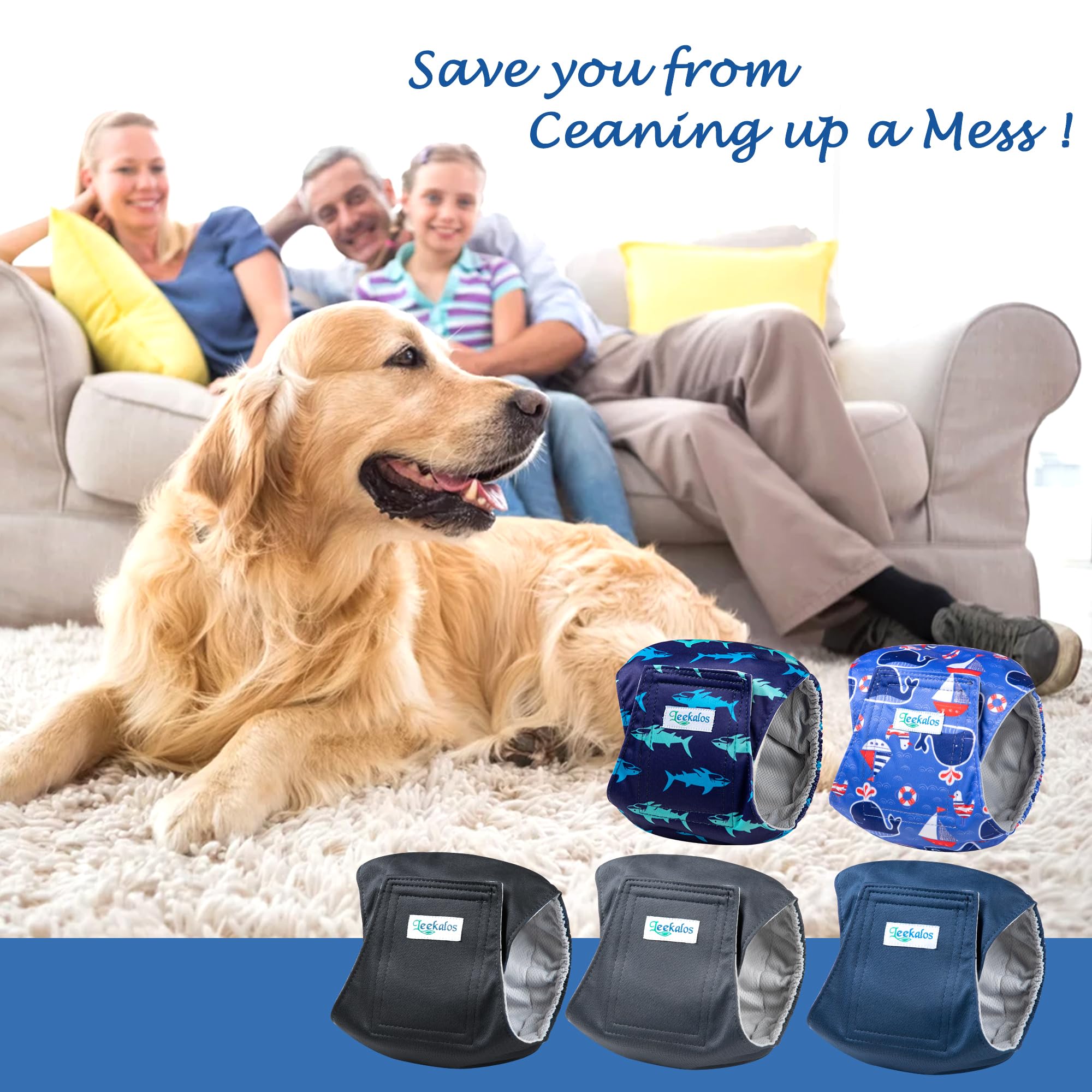 Leekalos Pañales para perros machos, bandas para el vientre para perros machos | Wraps - Pañales lavables para perros de alta absorción