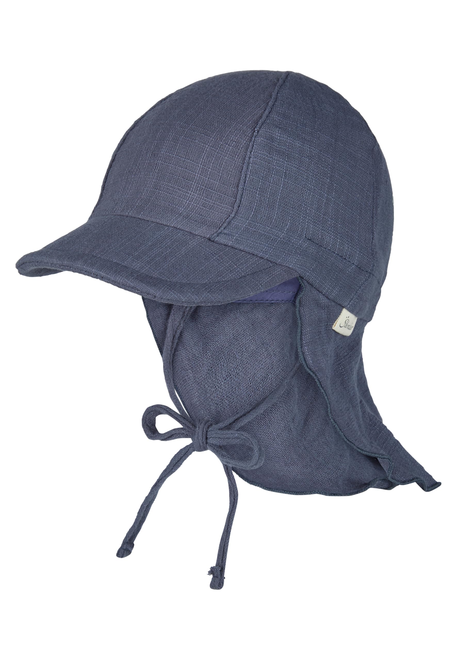 Sterntaler Schirmmütze Nacken Uni - Unisex Mütze aus luftigem Baumwoll Musselin - Sommermütze mit Nackenschutz - Sonnenhut zum Binden - Baby und Kinder Kopfbedeckung