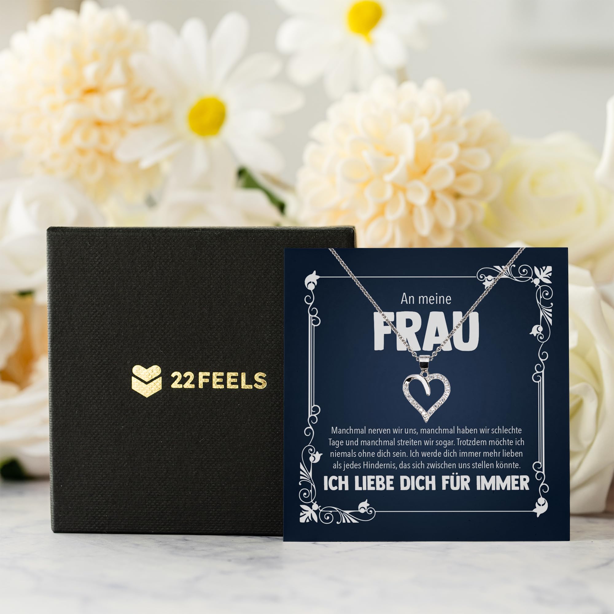 Ehefrau Geschenk Frauen Schmuck Hochzeitstag Valentinstag Geburtstag - Echt Silber 925 Herz Halskette mit Karte