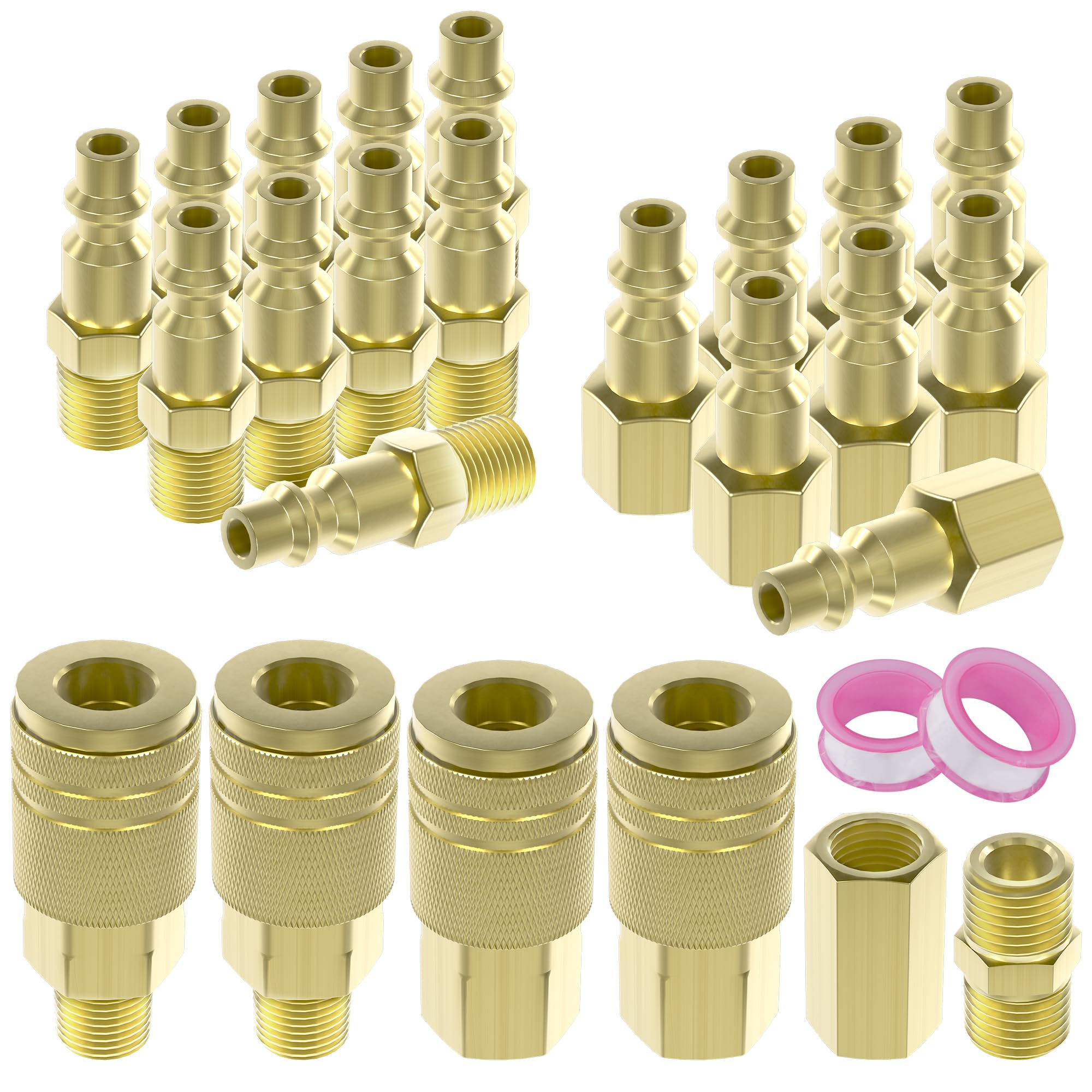 Ailbiuko 26 Pcs Air Coupler & Plug Kit,1/4" NPT Air Tool Fittings Set,Quick Connect Air Hose Fittings Air Compressor Accessories