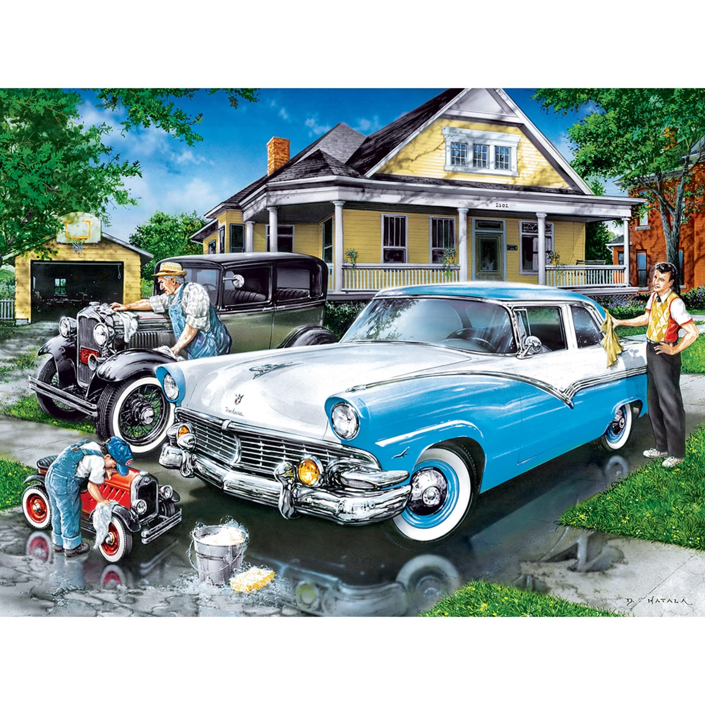 Car Puzzle 1000 Piece Jigsaw Puzzle for Adult, Family, Or Kids - Three Generations - Jigsaw Puzzles Home Decor Educational Games Large Puzzle Game Toys Gift