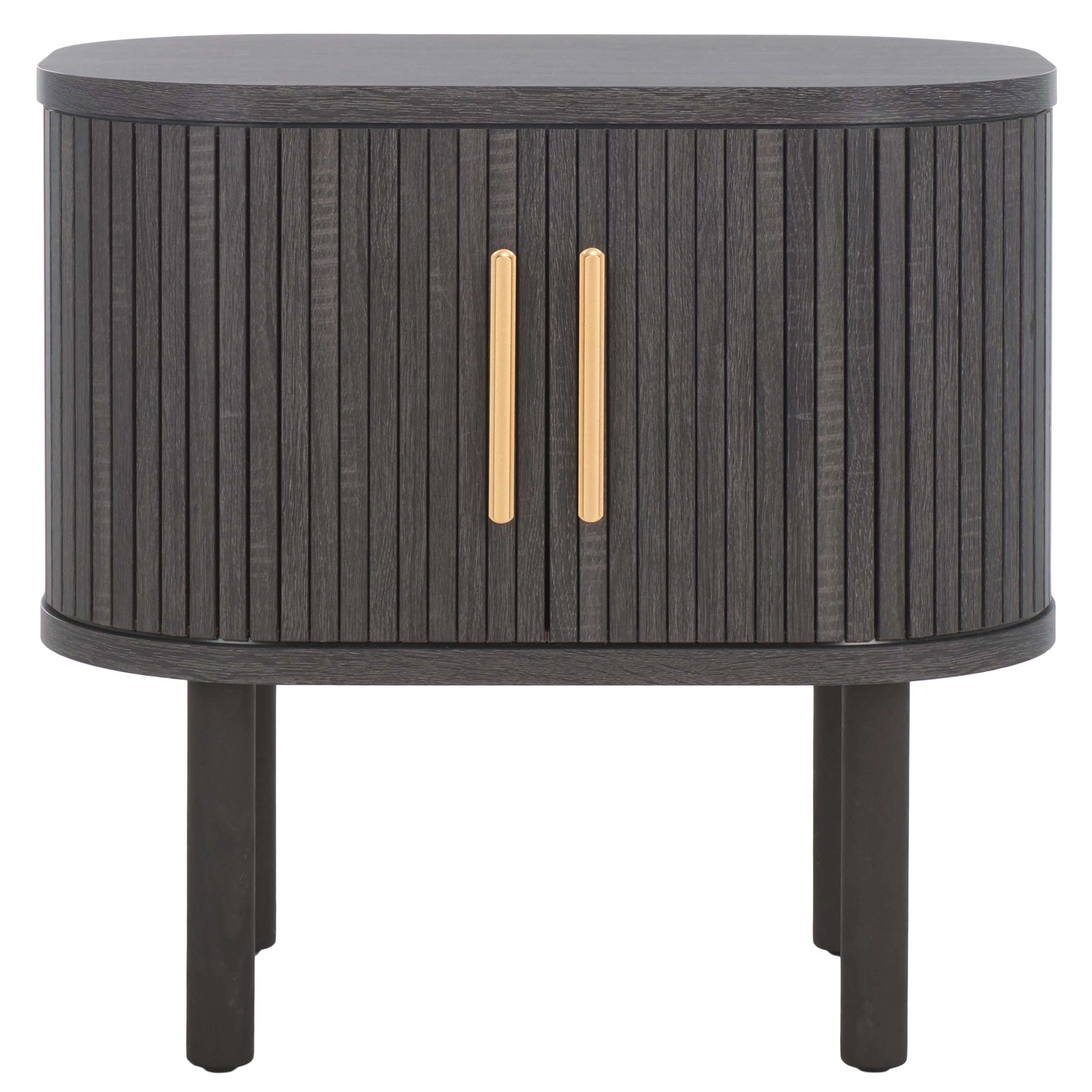 SAFAVIEH Home Collection Tealla Distressed Black/Gold 2-Door Tambour Nightstand